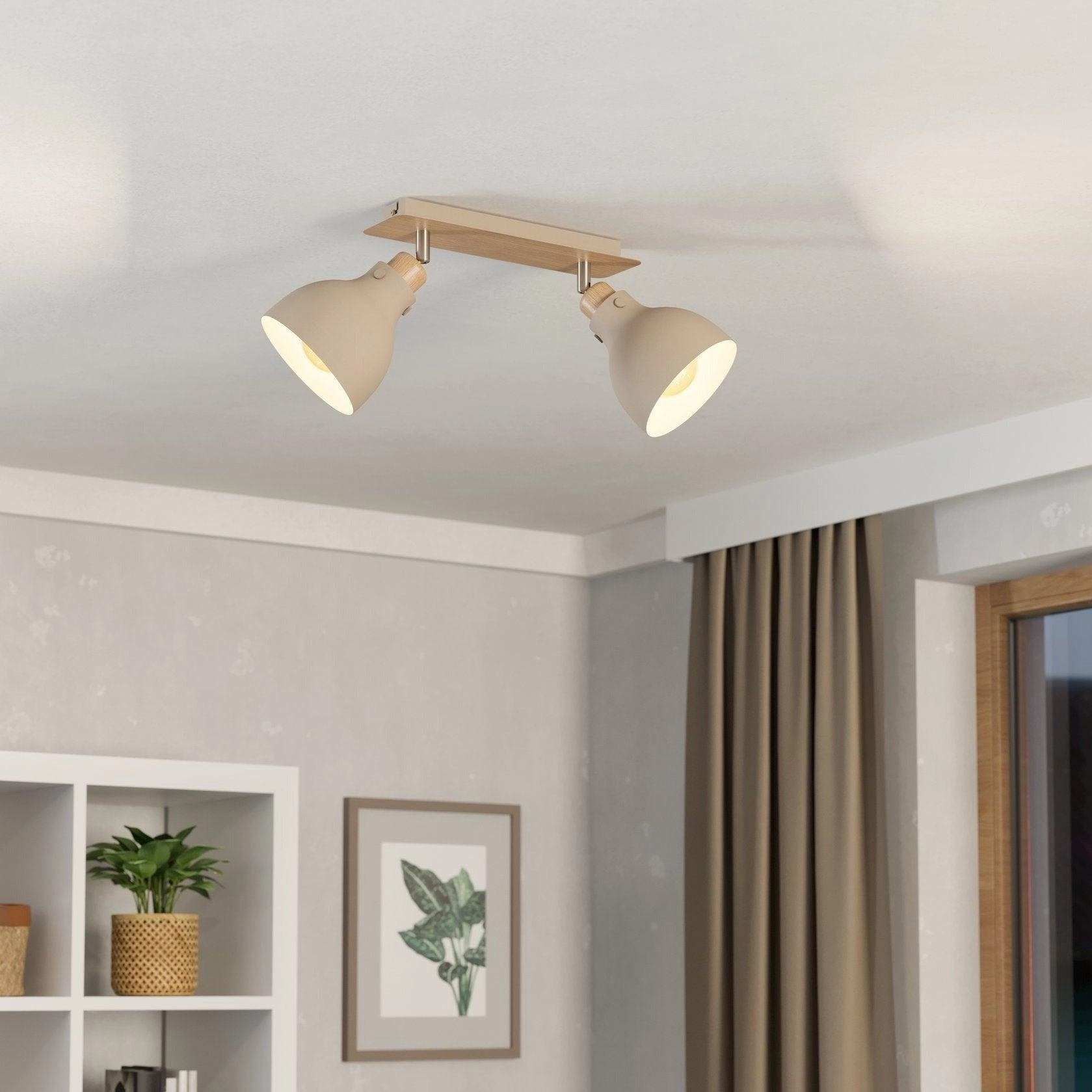 Eglo Arrecife Nickel & Sandy 2 Light Bar Spotlight tall arc lamp for living room