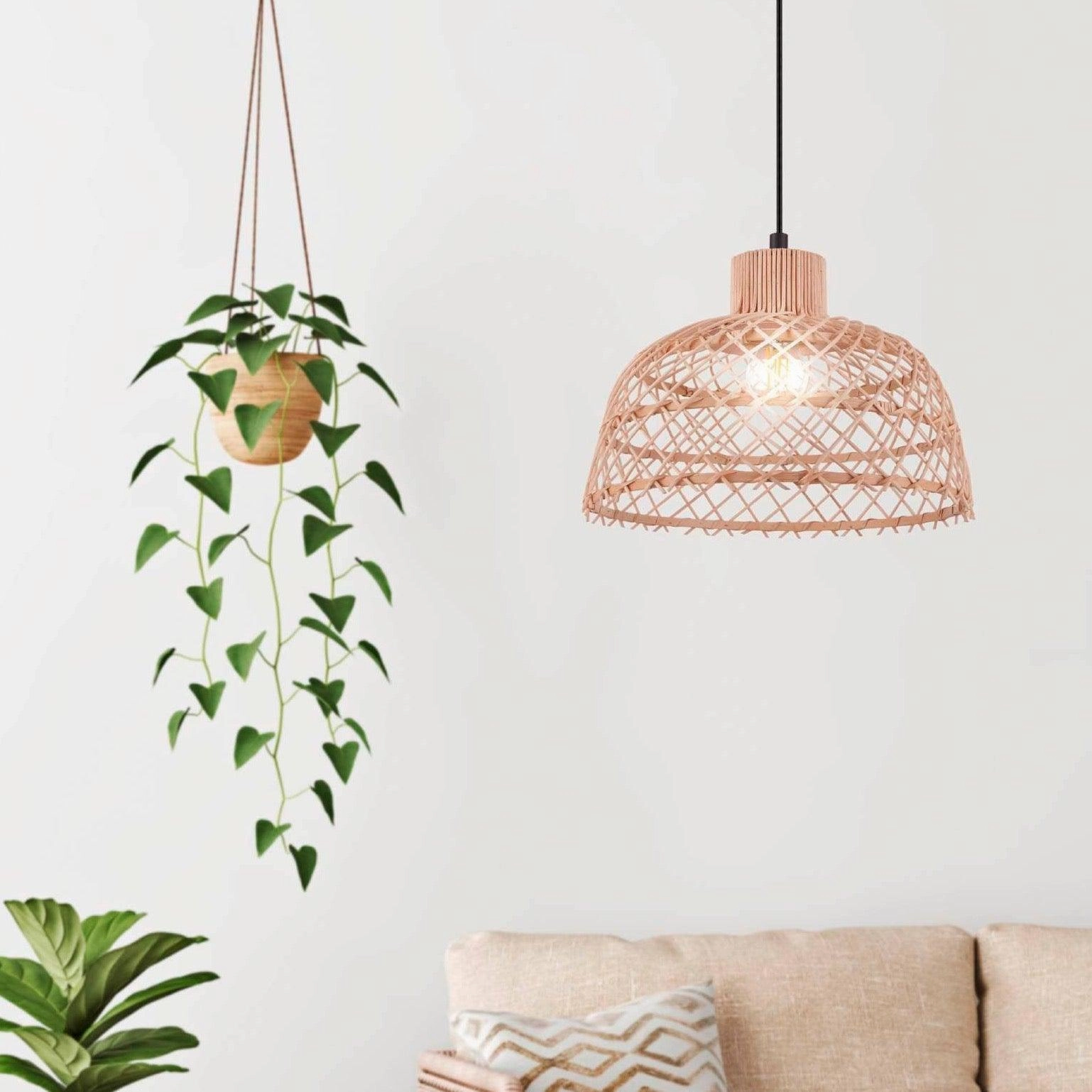 Eglo Ausnby Rattan Wicker Ceiling Pendant sleek LED ceiling lamp