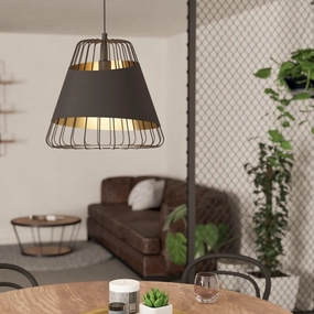 Eglo Austell Black Wire Framed Ceiling Pendant - 43cm sleek LED ceiling lamp