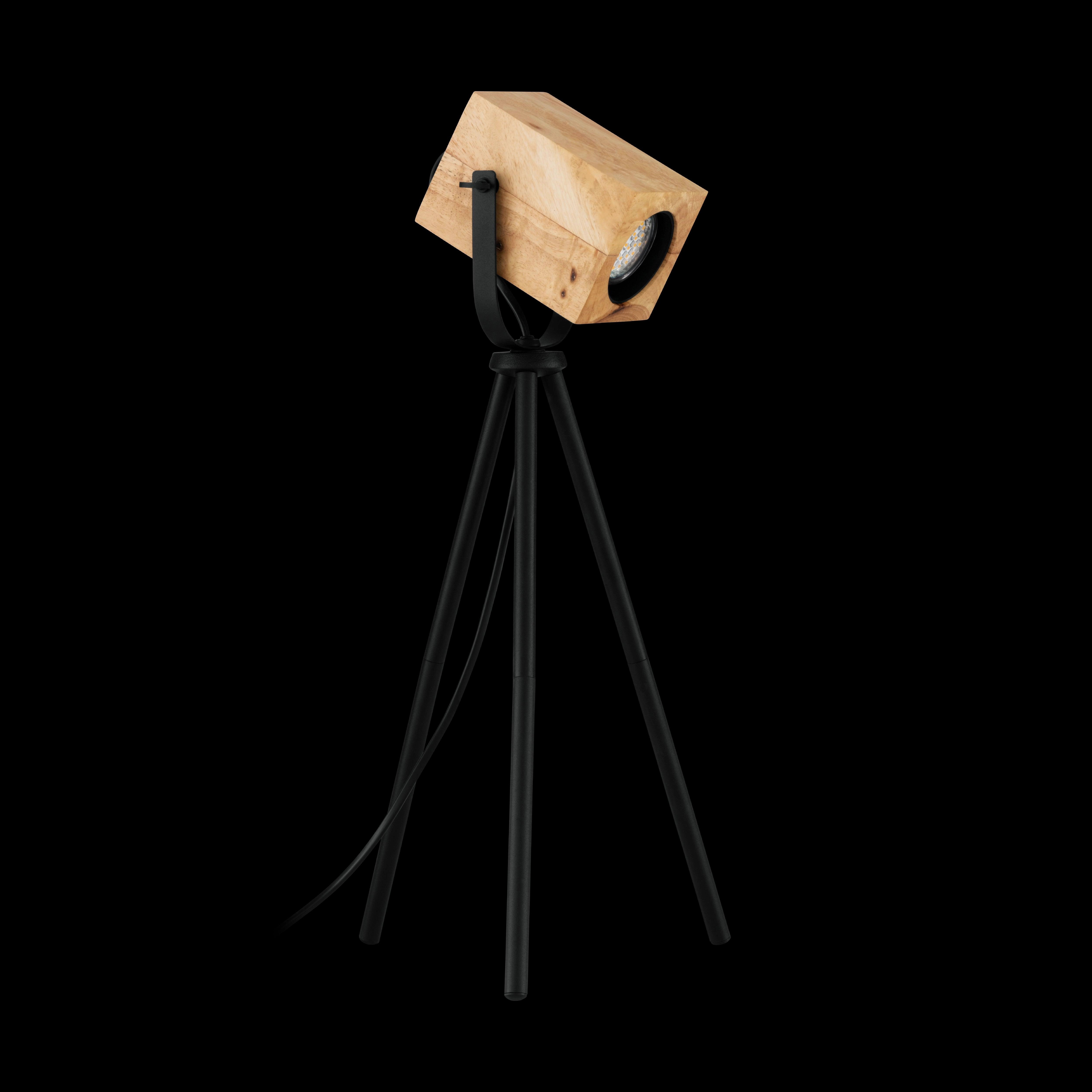 Eglo Ayles Wooden & Black Metal Tripod Table Lamp