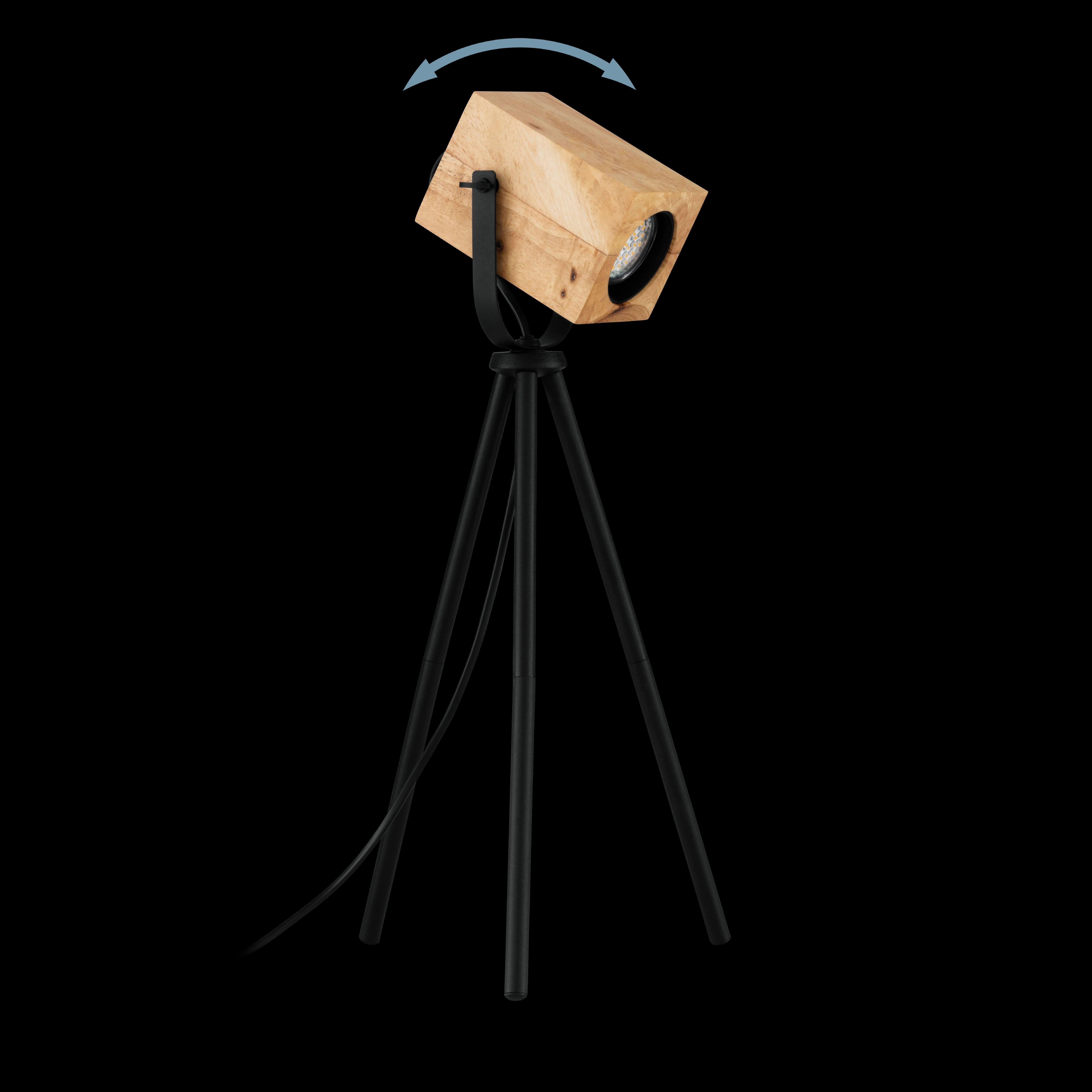 Eglo Ayles Wooden & Black Metal Tripod Table Lamp