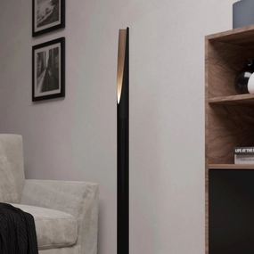 Eglo Barbotto Black Metal & Wood Veeneer Floor Lamp creative lampshade design