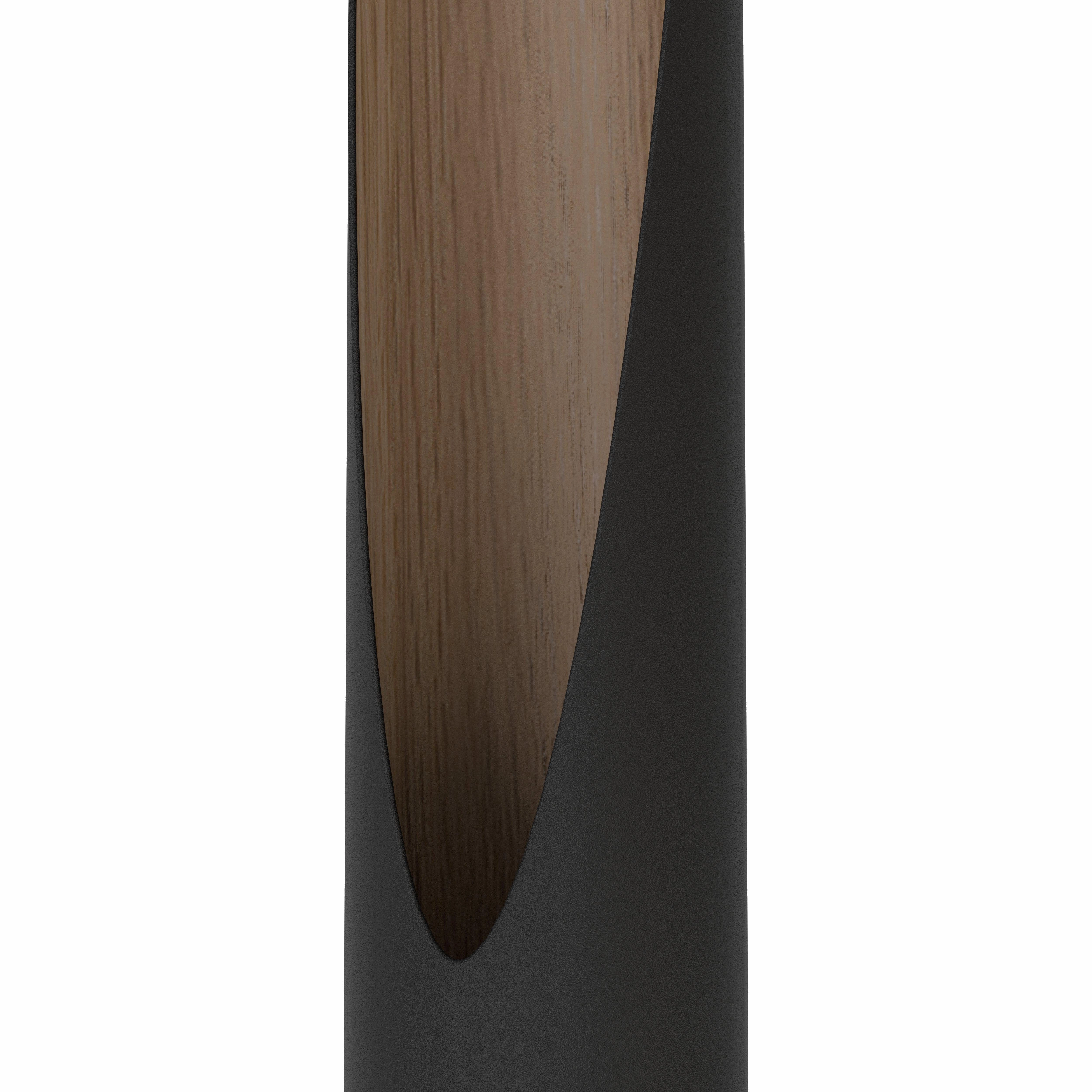 Eglo Barbotto Black Metal & Wood Veeneer Floor Lamp