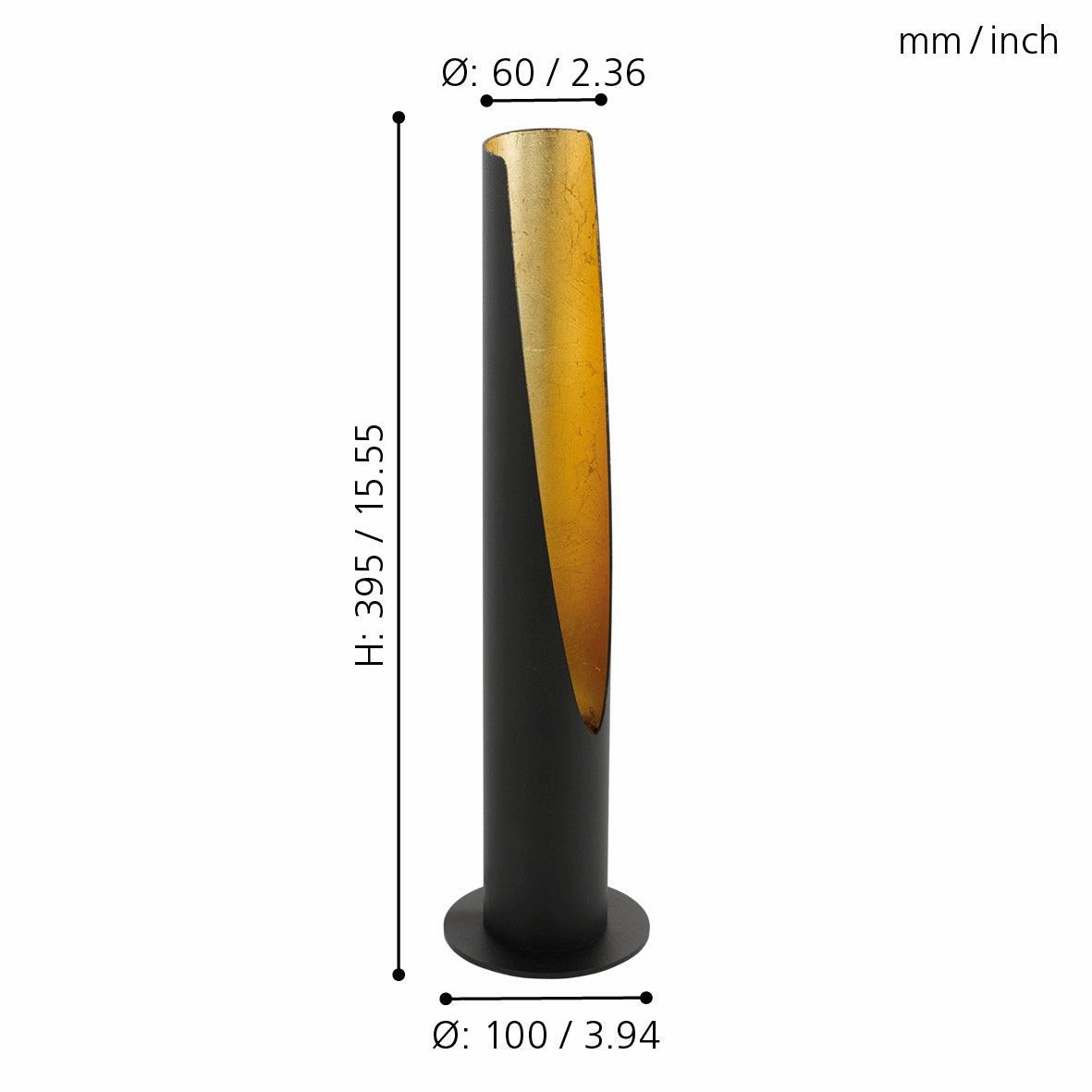Eglo Barbotto Tube Shaped Black & Gold LED Table Lamp