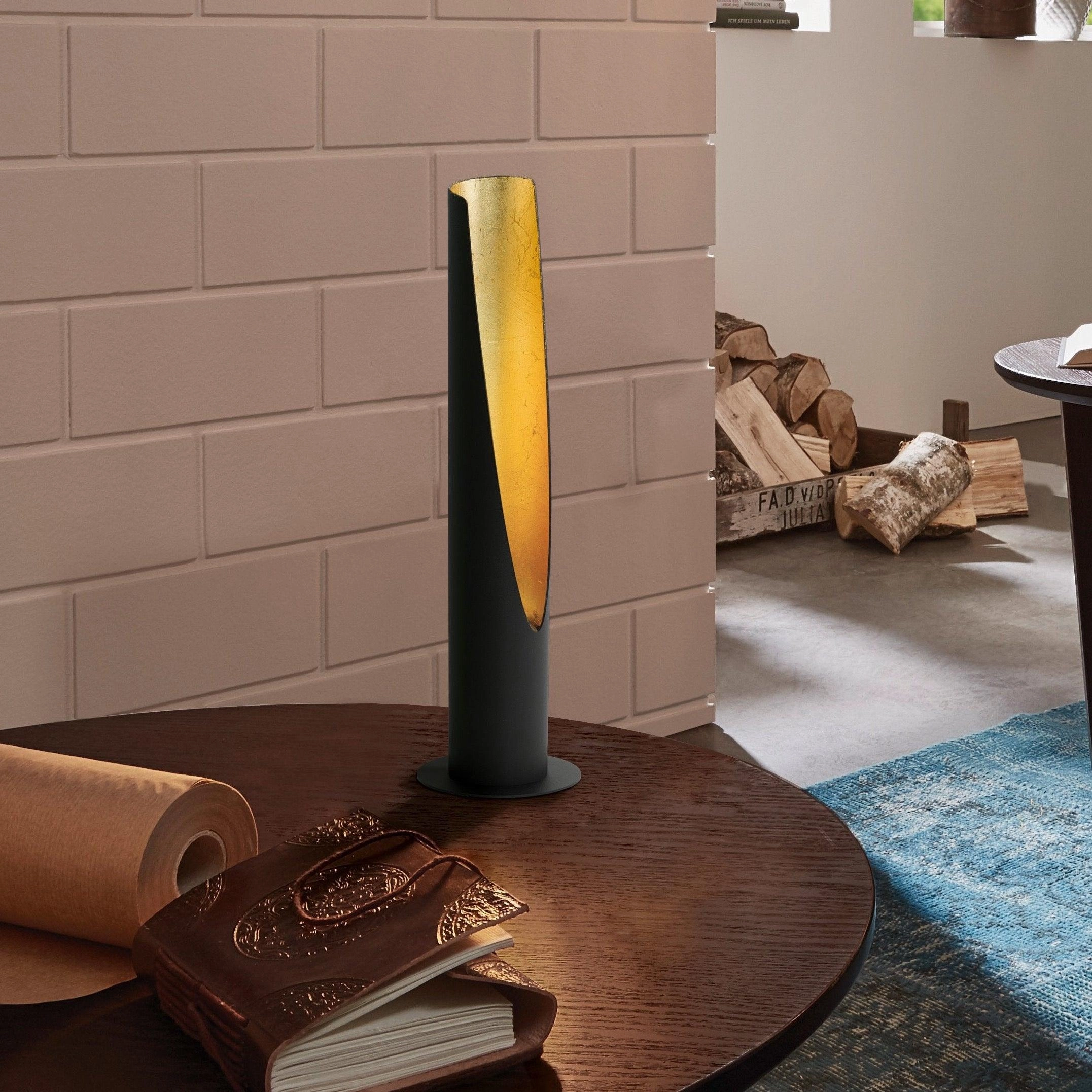 Eglo Barbotto Tube Shaped Black & Gold LED Table Lamp
