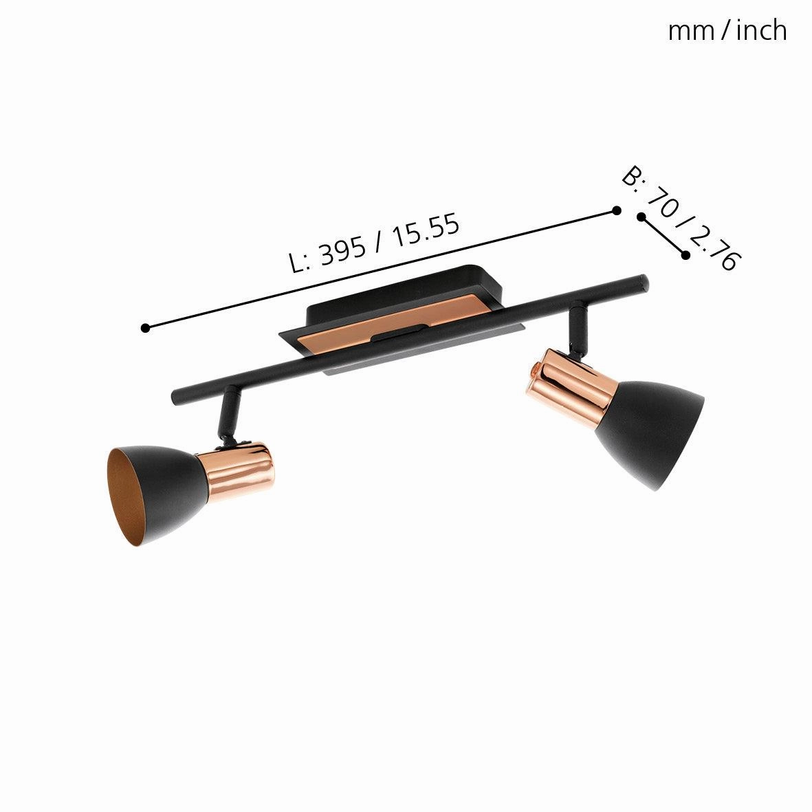Eglo Barnham Copper & Black 2 Light Bar Spotlight