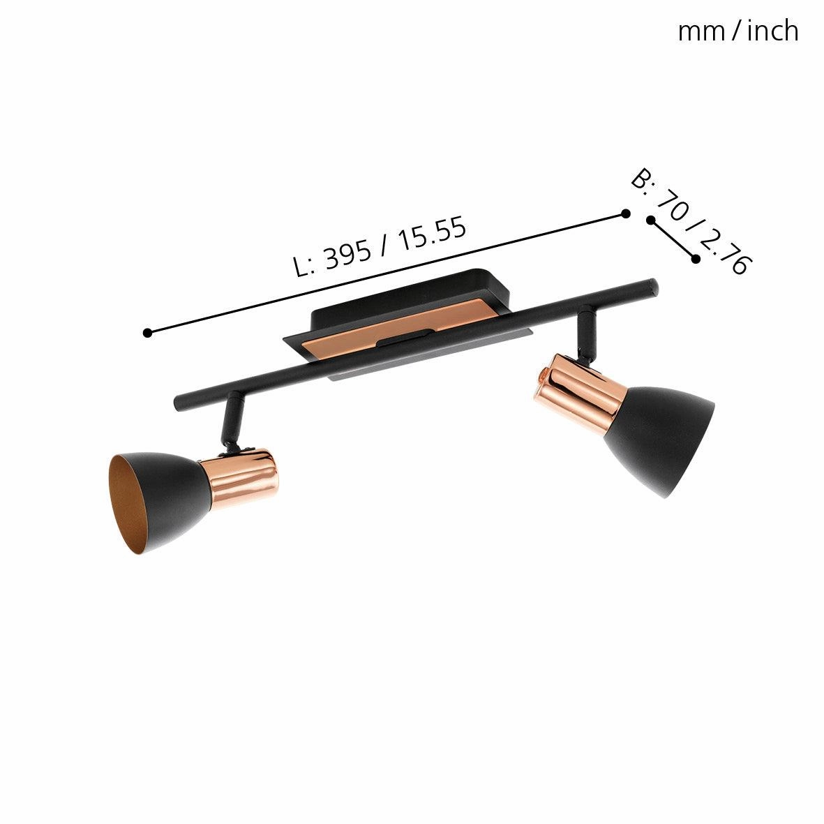 Eglo Barnham Copper & Black 2 Light Bar Spotlight