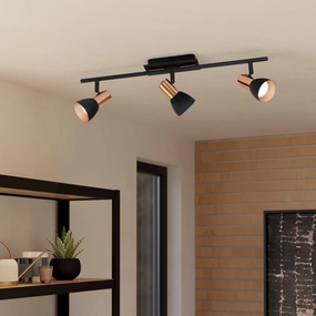 Eglo Barnham Copper & Black 3 Light Bar Spotlight tall arc lamp for living room