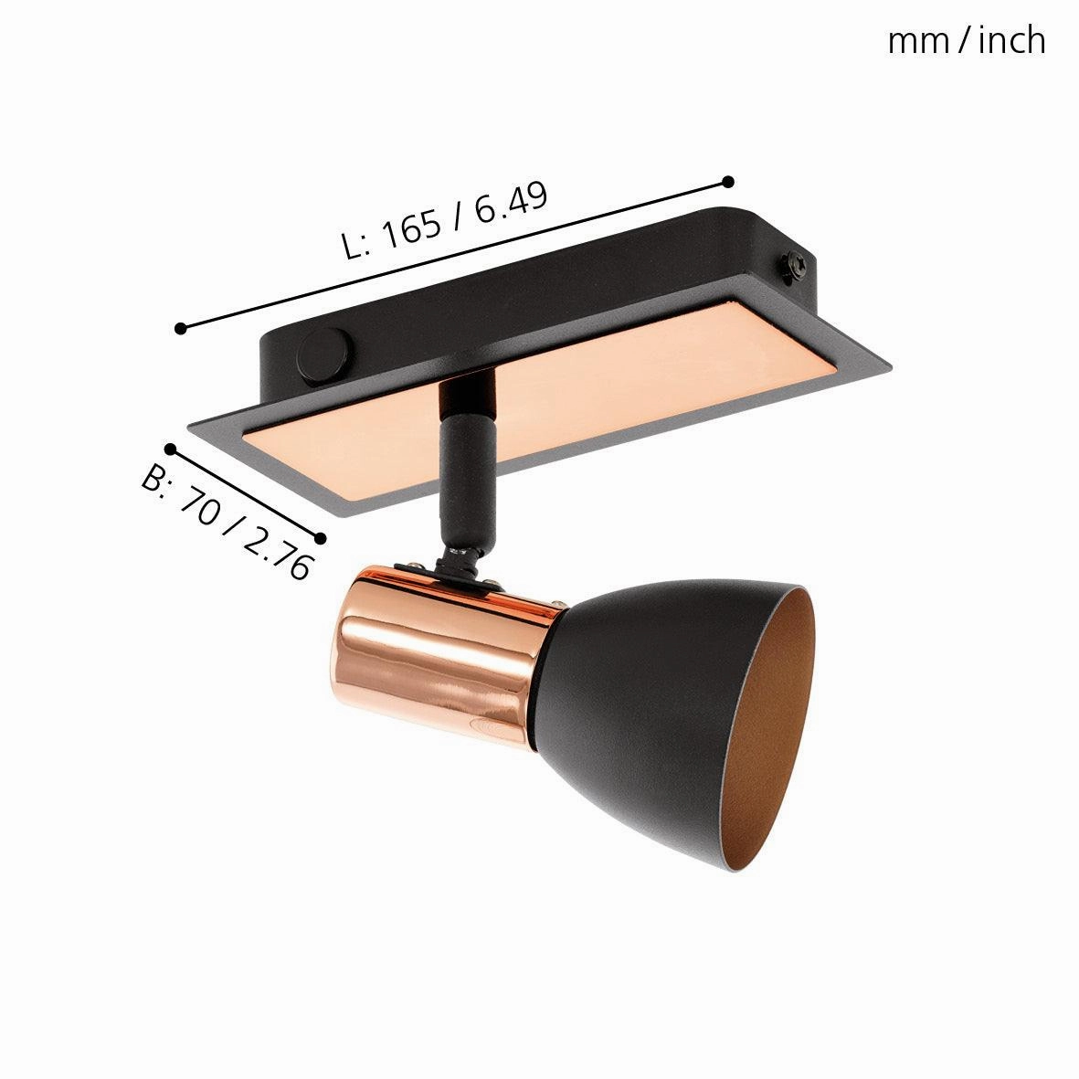Eglo Barnham Copper & Black Wall Spotlight