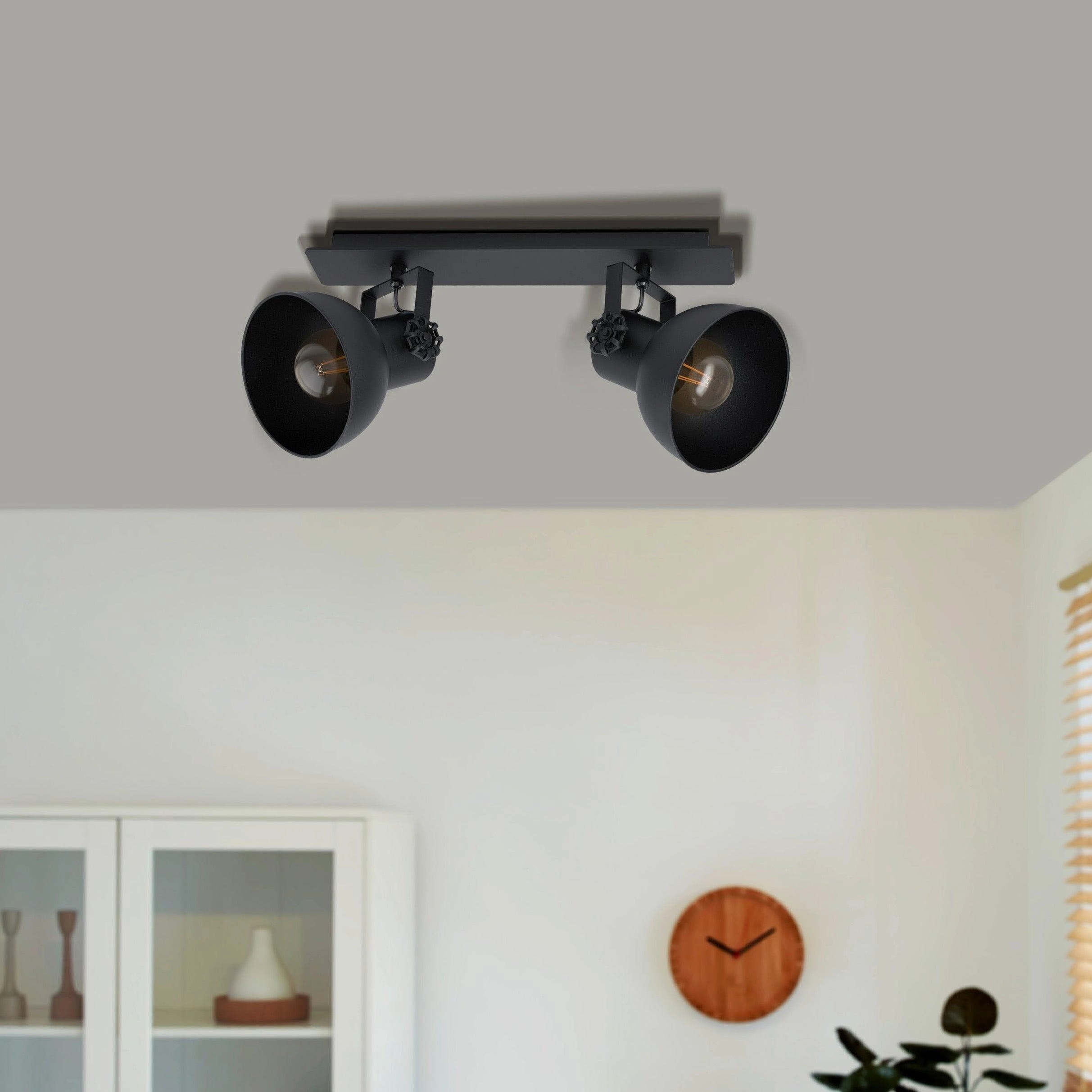Eglo Barnstaple 1 Black 2 Light Bar Spotlight tall arc lamp for living room