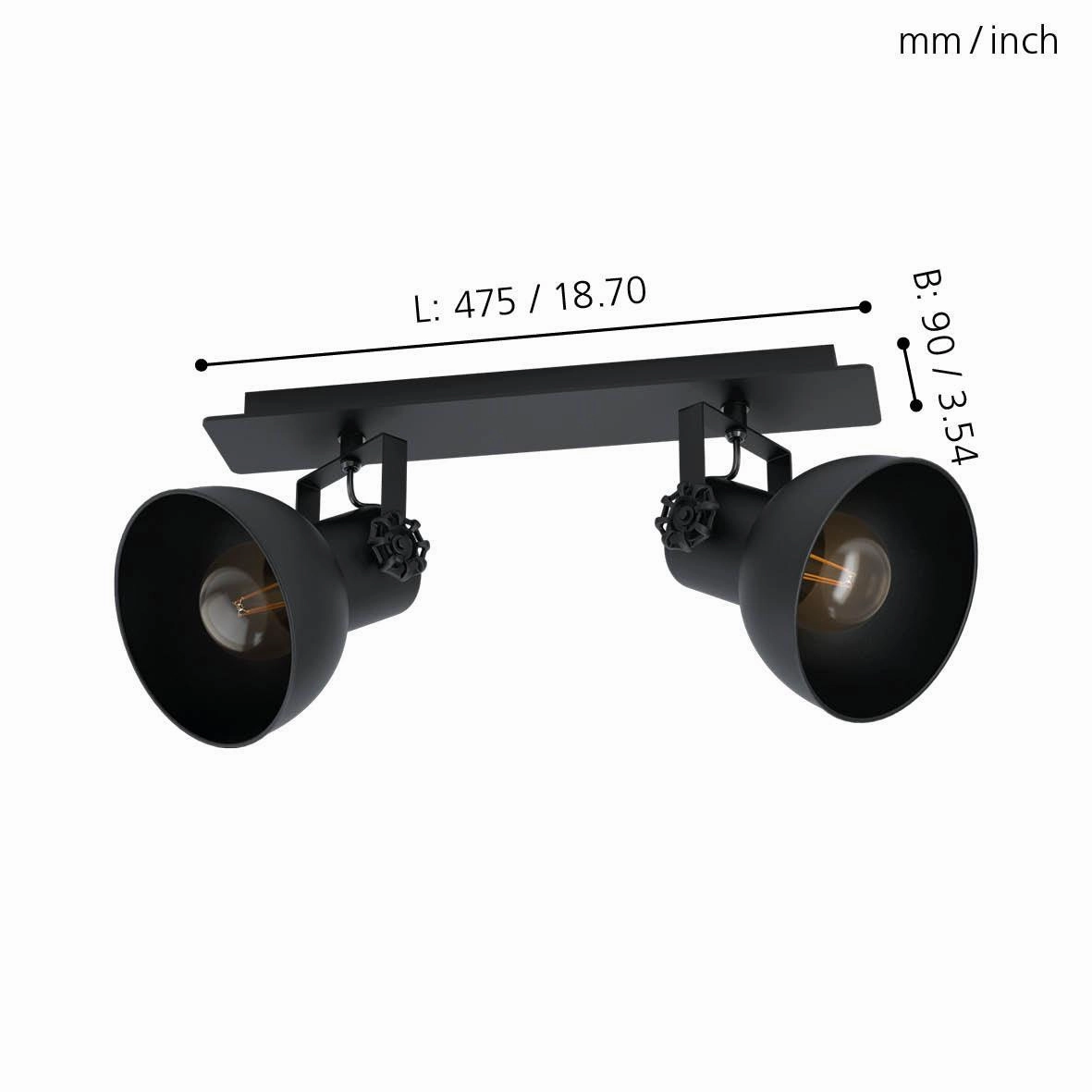 Eglo Barnstaple 1 Black 2 Light Bar Spotlight