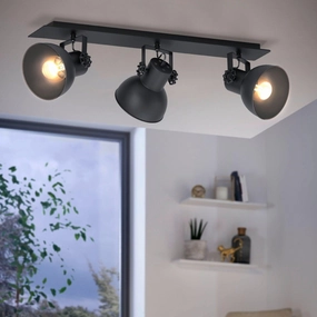 Eglo Barnstaple 1 Black 3 Light Bar Spotlight tall arc lamp for living room