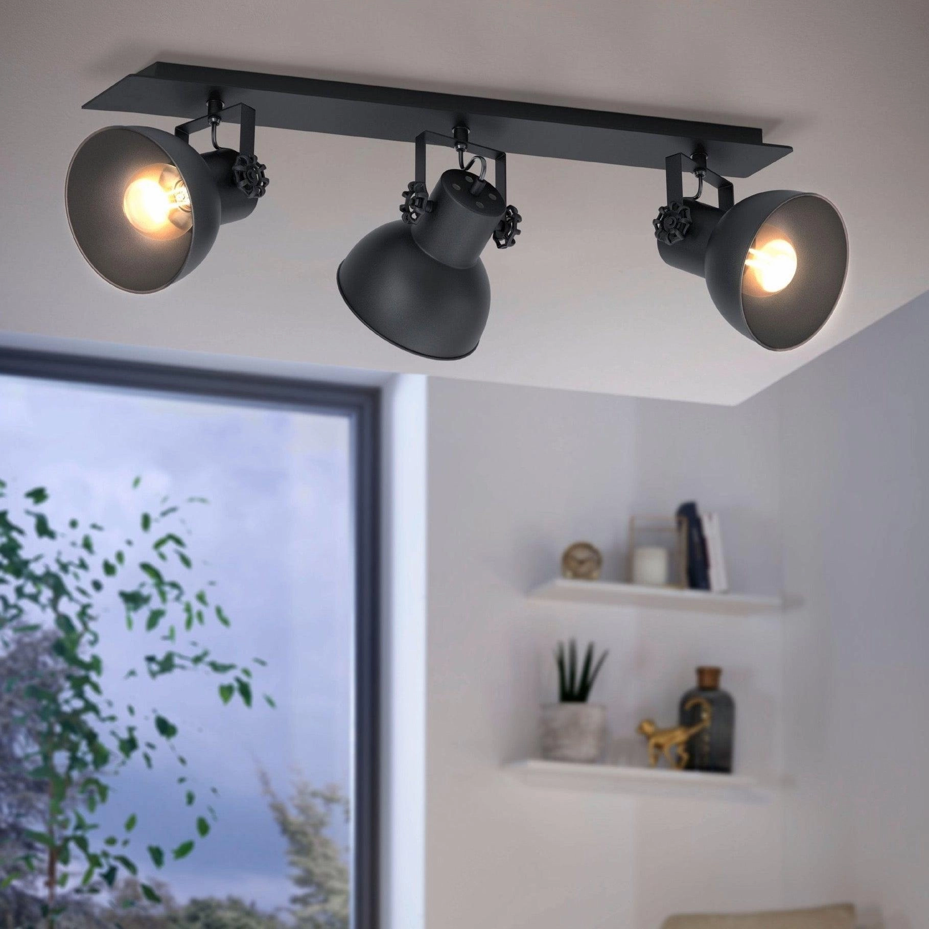 Eglo Barnstaple 1 Black 3 Light Bar Spotlight tall arc lamp for living room