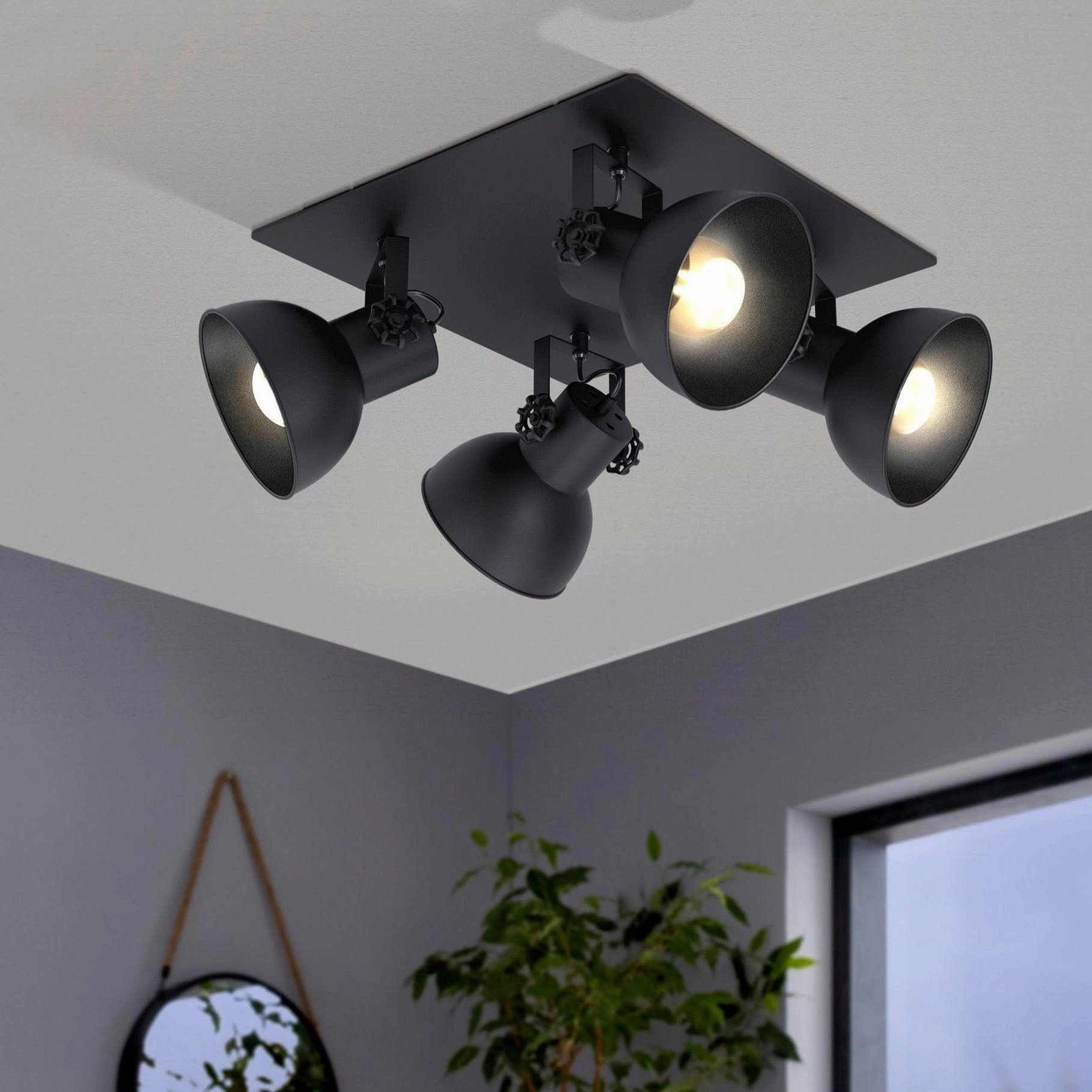 Eglo Barnstaple 1 Black 4 Light Plate Spotlight tall arc lamp for living room