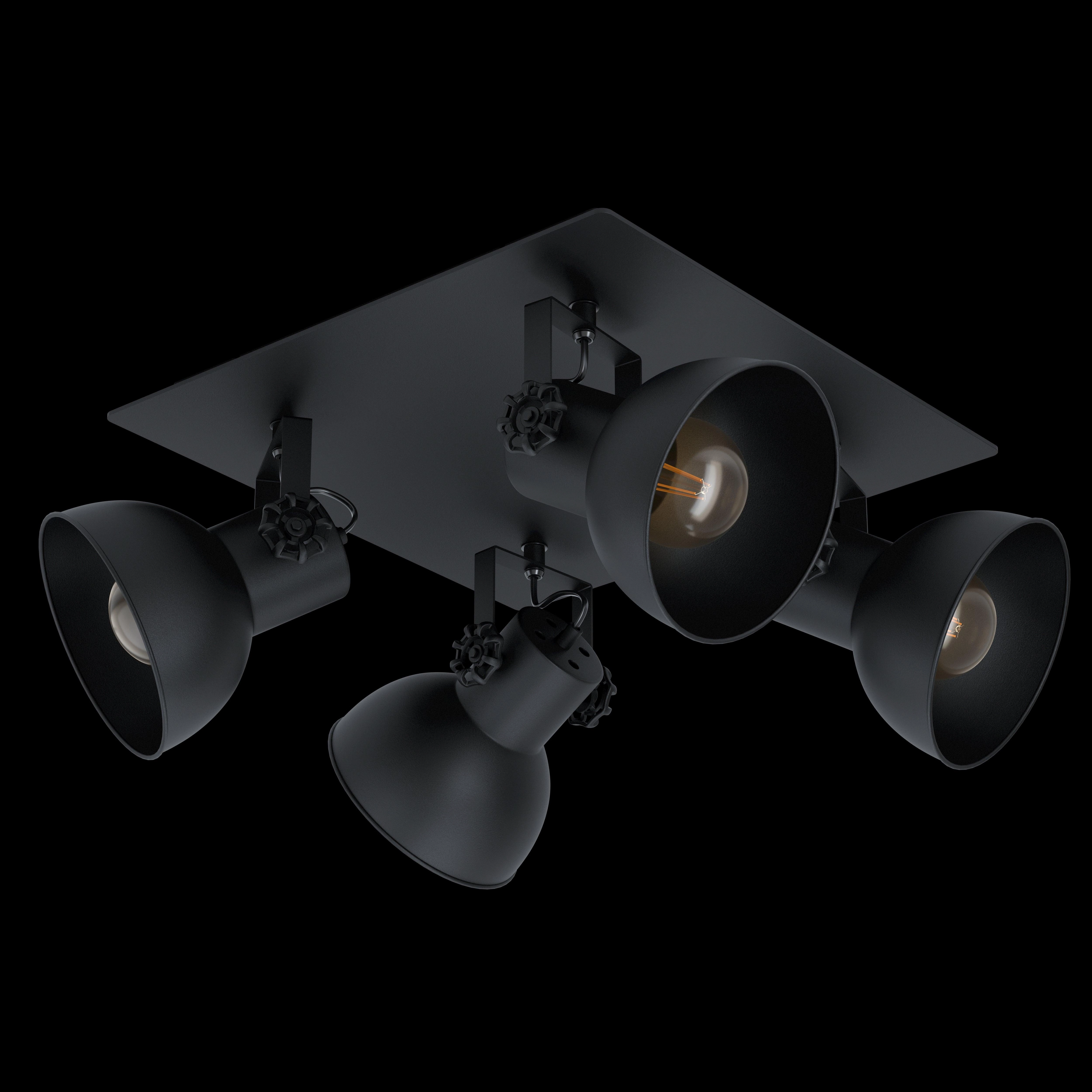 Eglo Barnstaple 1 Black 4 Light Plate Spotlight