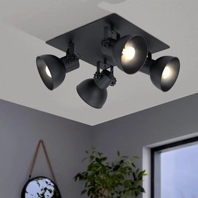 Eglo Barnstaple 1 Black 4 Light Plate Spotlight tall arc lamp for living room