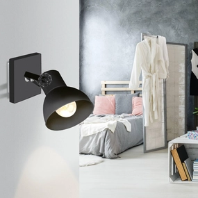 Eglo Barnstaple 1 Black Wall Spotlight tall arc lamp for living room