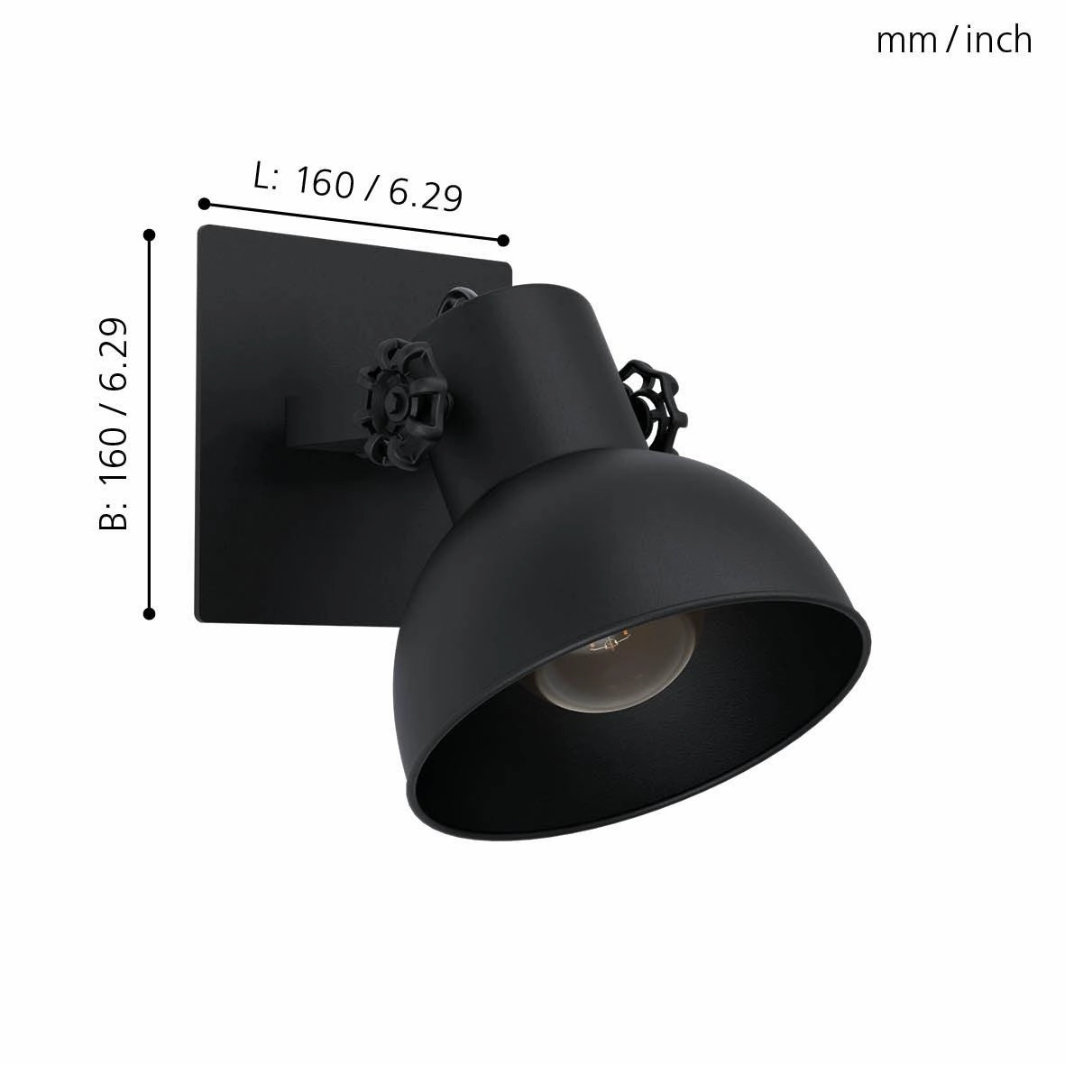 Eglo Barnstaple 1 Black Wall Spotlight