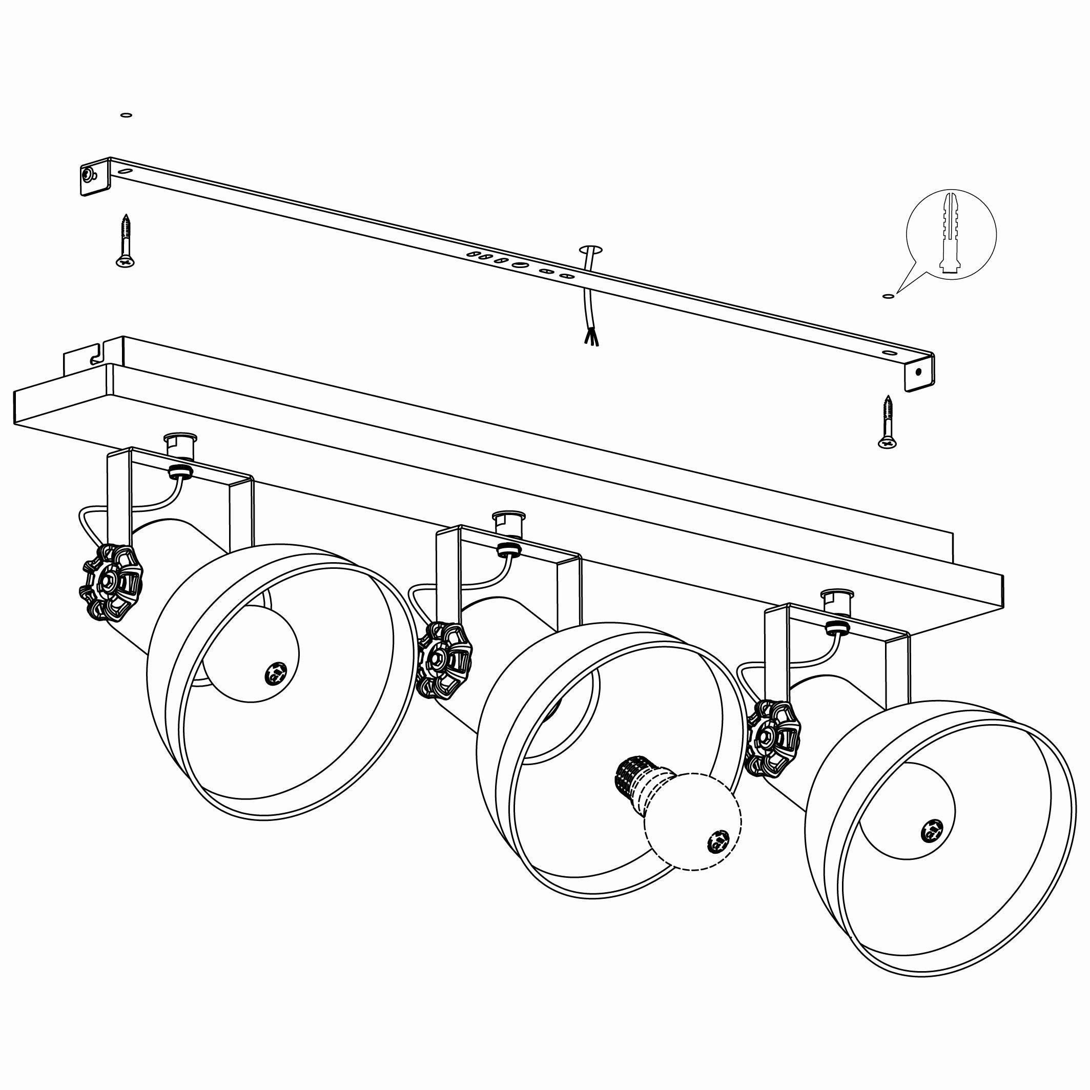 Eglo Barnstaple Wood & Distressed Steel 3 Light Bar Spotlight