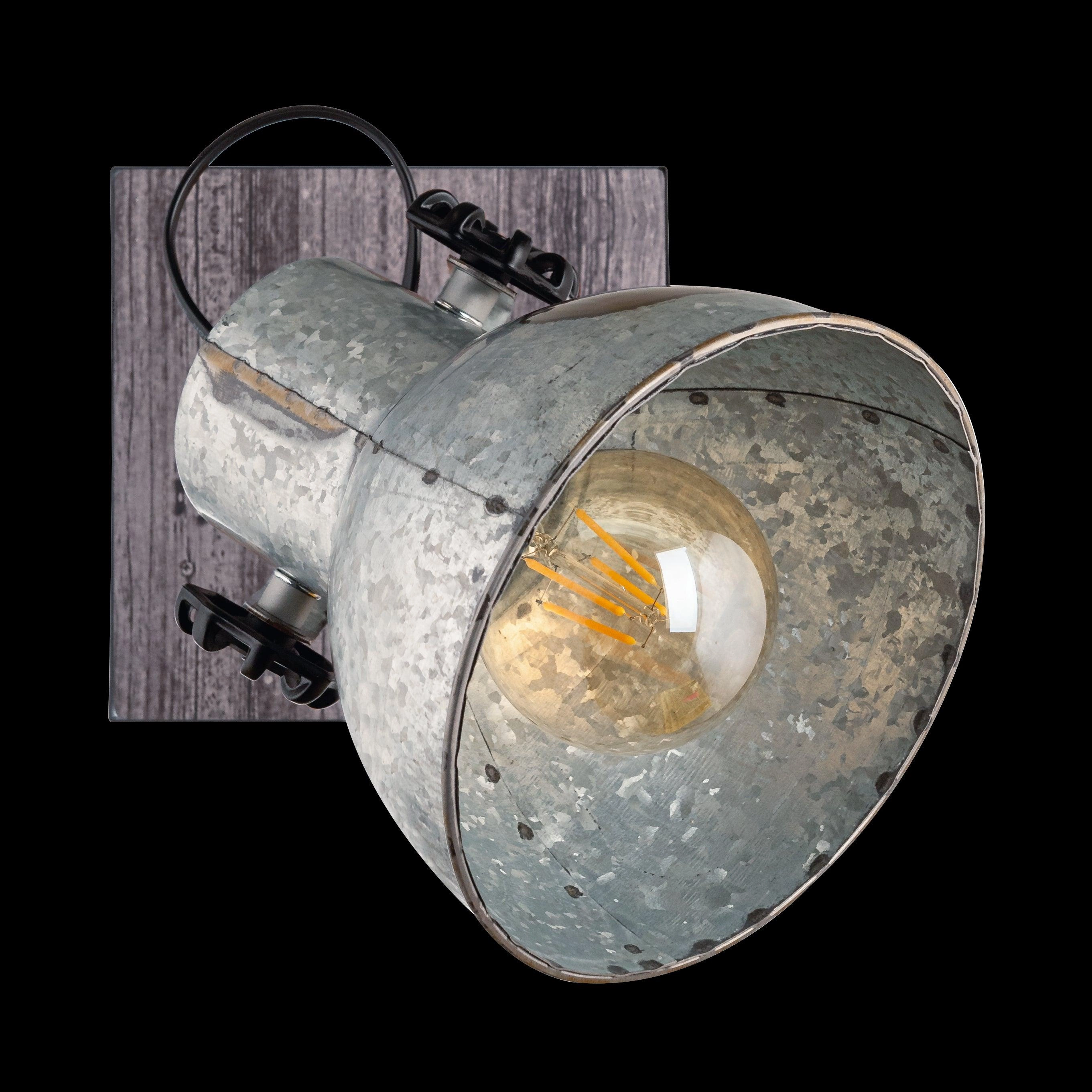Eglo Barnstaple Wood & Distressed Steel Wall Spotlight