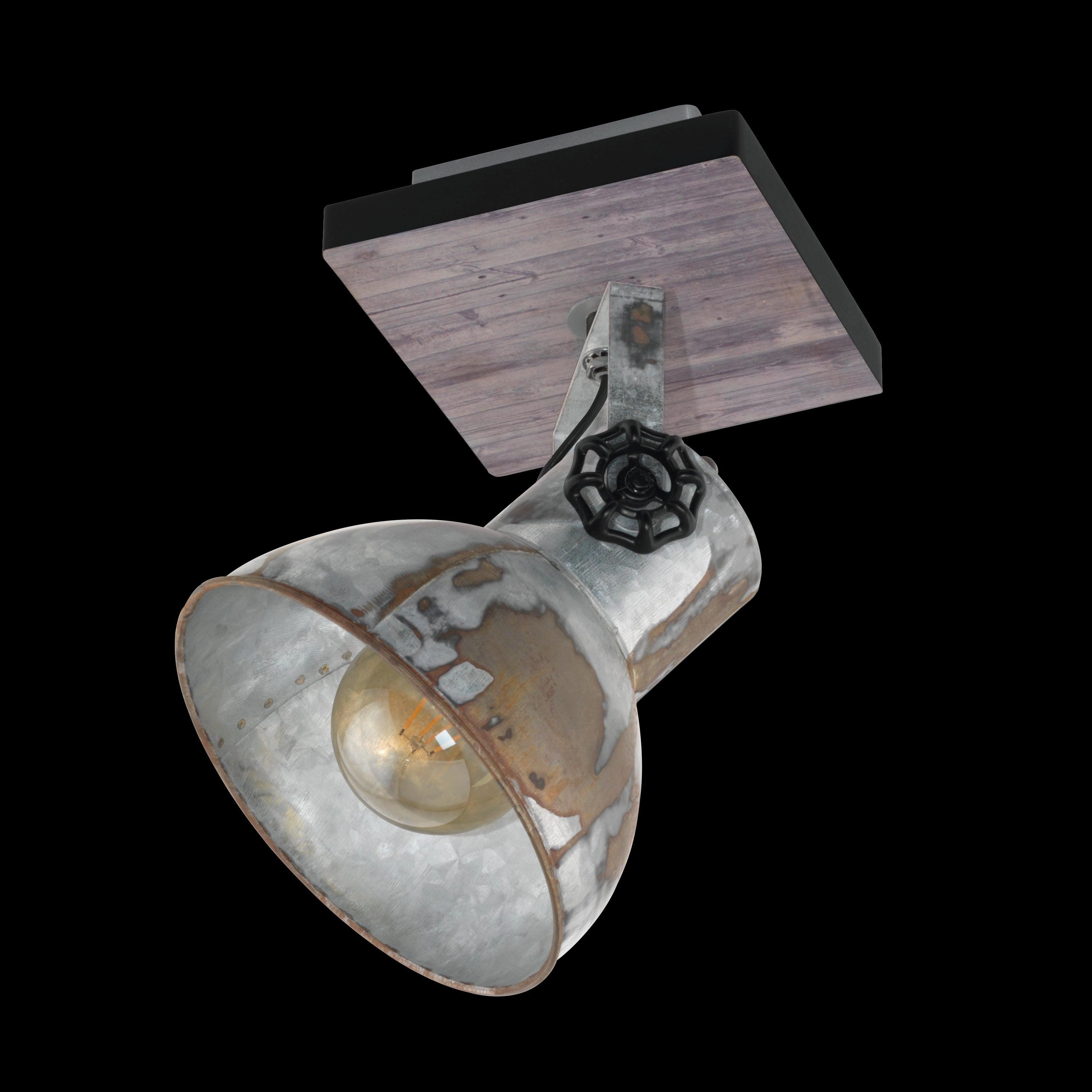 Eglo Barnstaple Wood & Distressed Steel Wall Spotlight
