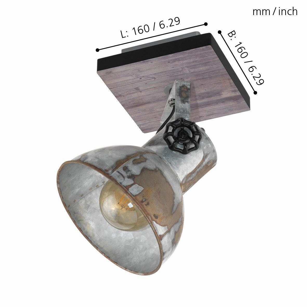 Eglo Barnstaple Wood & Distressed Steel Wall Spotlight