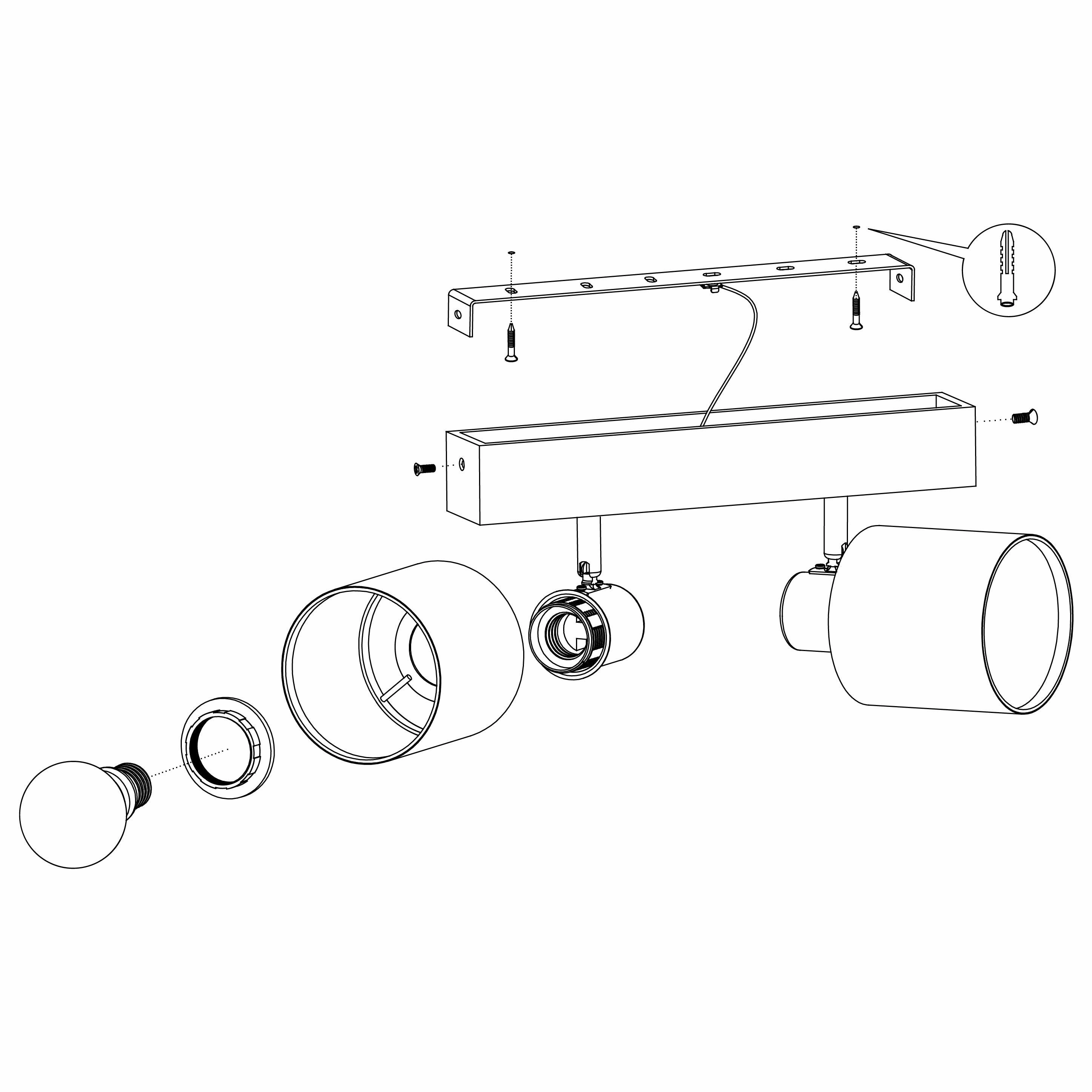Eglo Batallas Wood & Black 2 Light Bar Spotlight