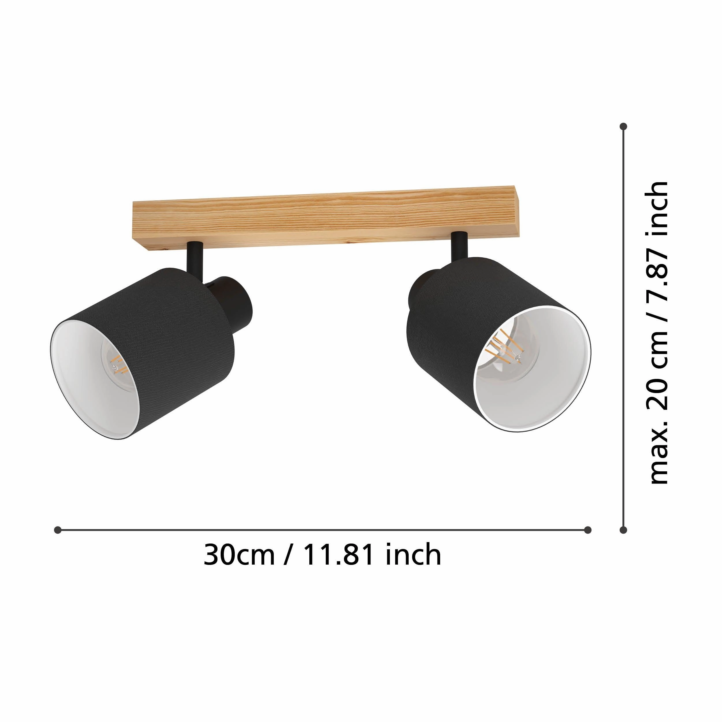 Eglo Batallas Wood & Black 2 Light Bar Spotlight