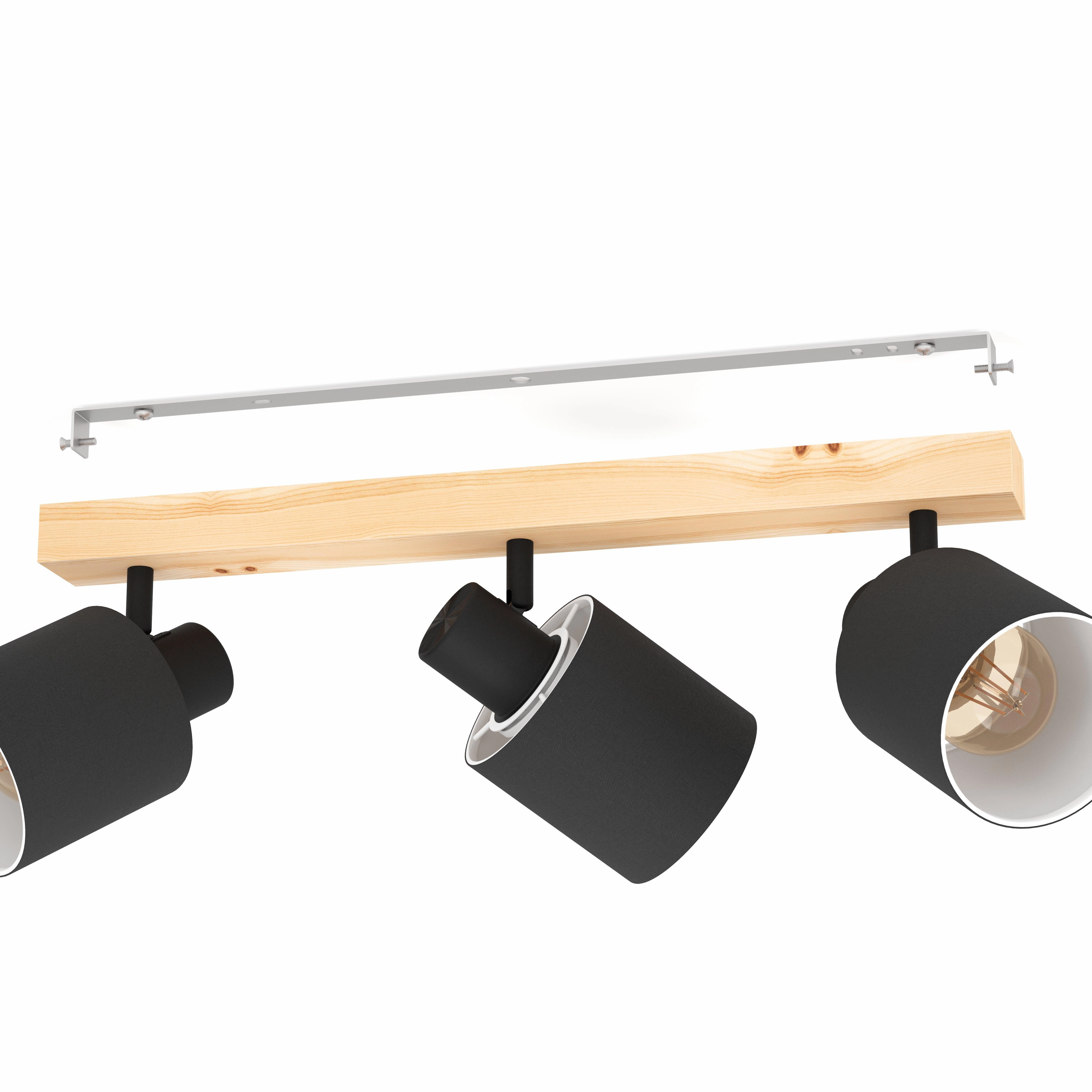 Eglo Batallas Wood & Black 3 Light Bar Spotlight