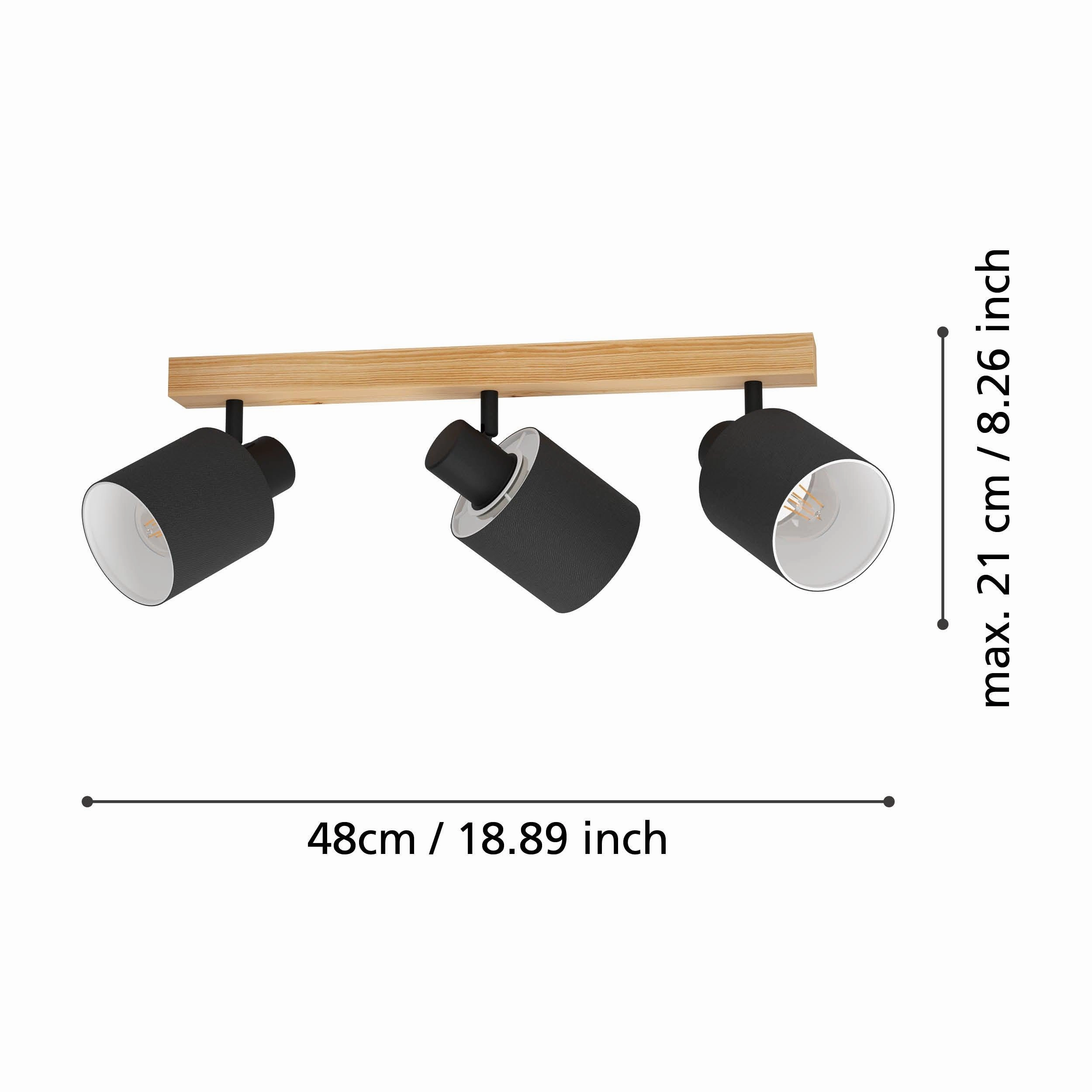 Eglo Batallas Wood & Black 3 Light Bar Spotlight