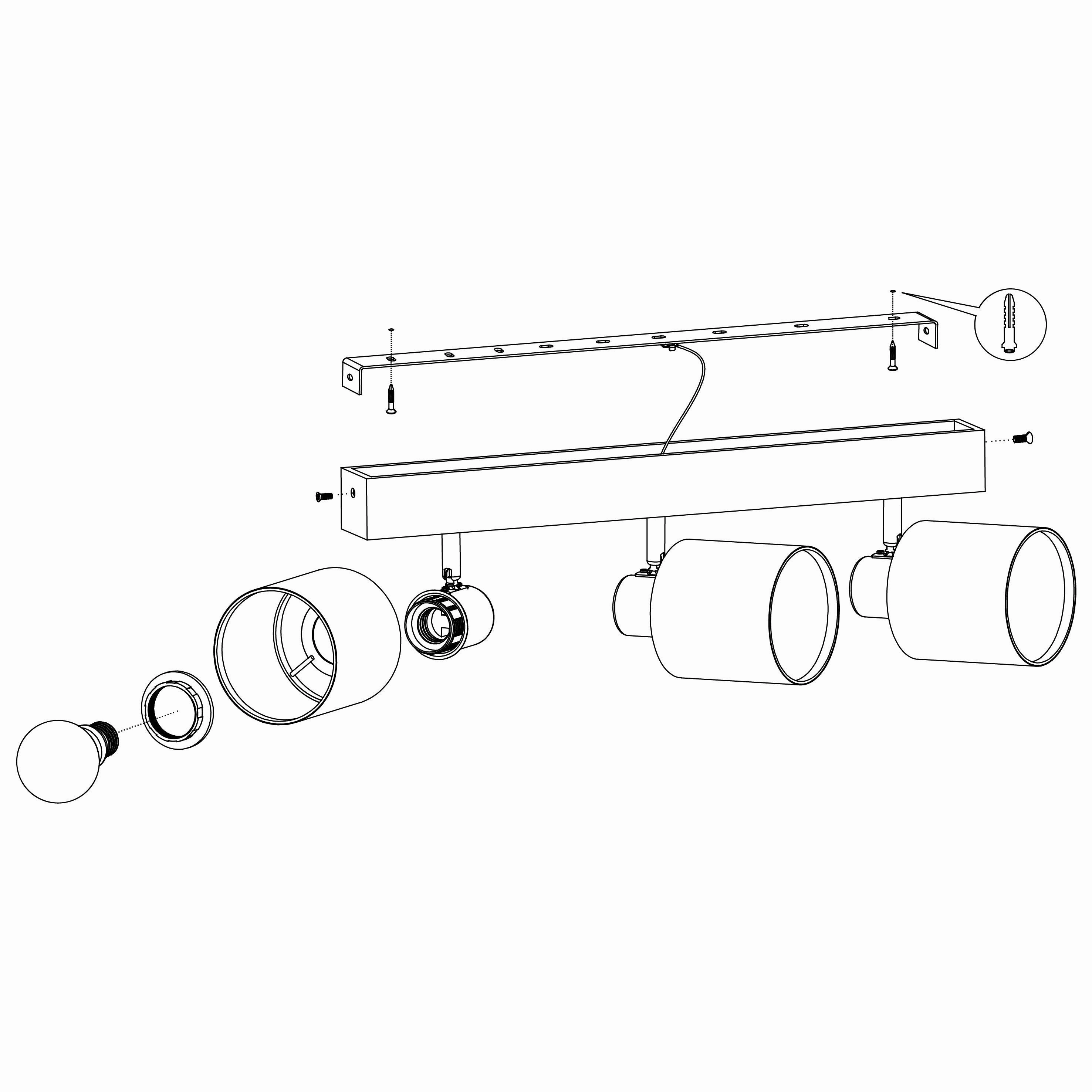 Eglo Batallas Wood & Black 3 Light Bar Spotlight