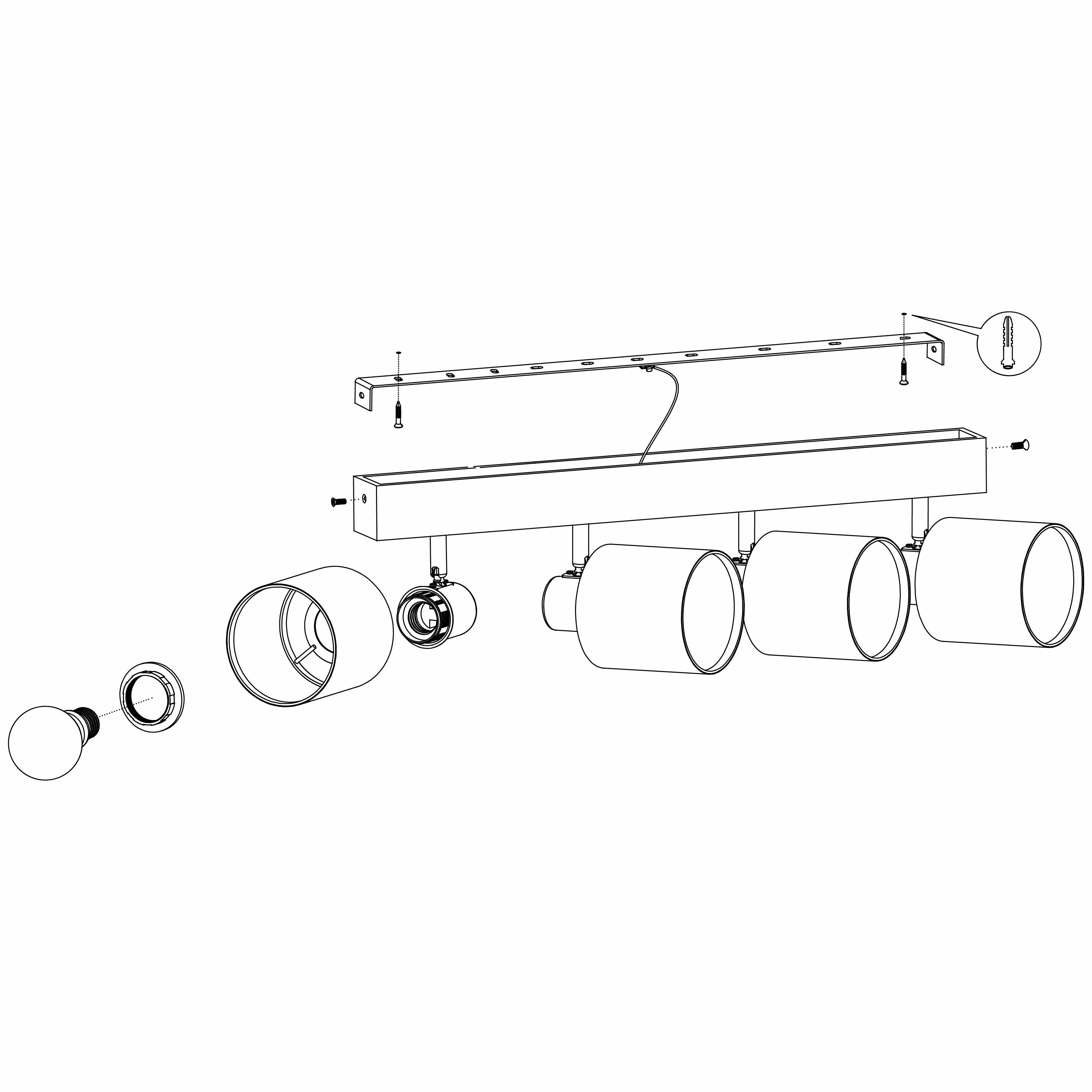 Eglo Batallas Wood & Black 4 Light Bar Spotlight