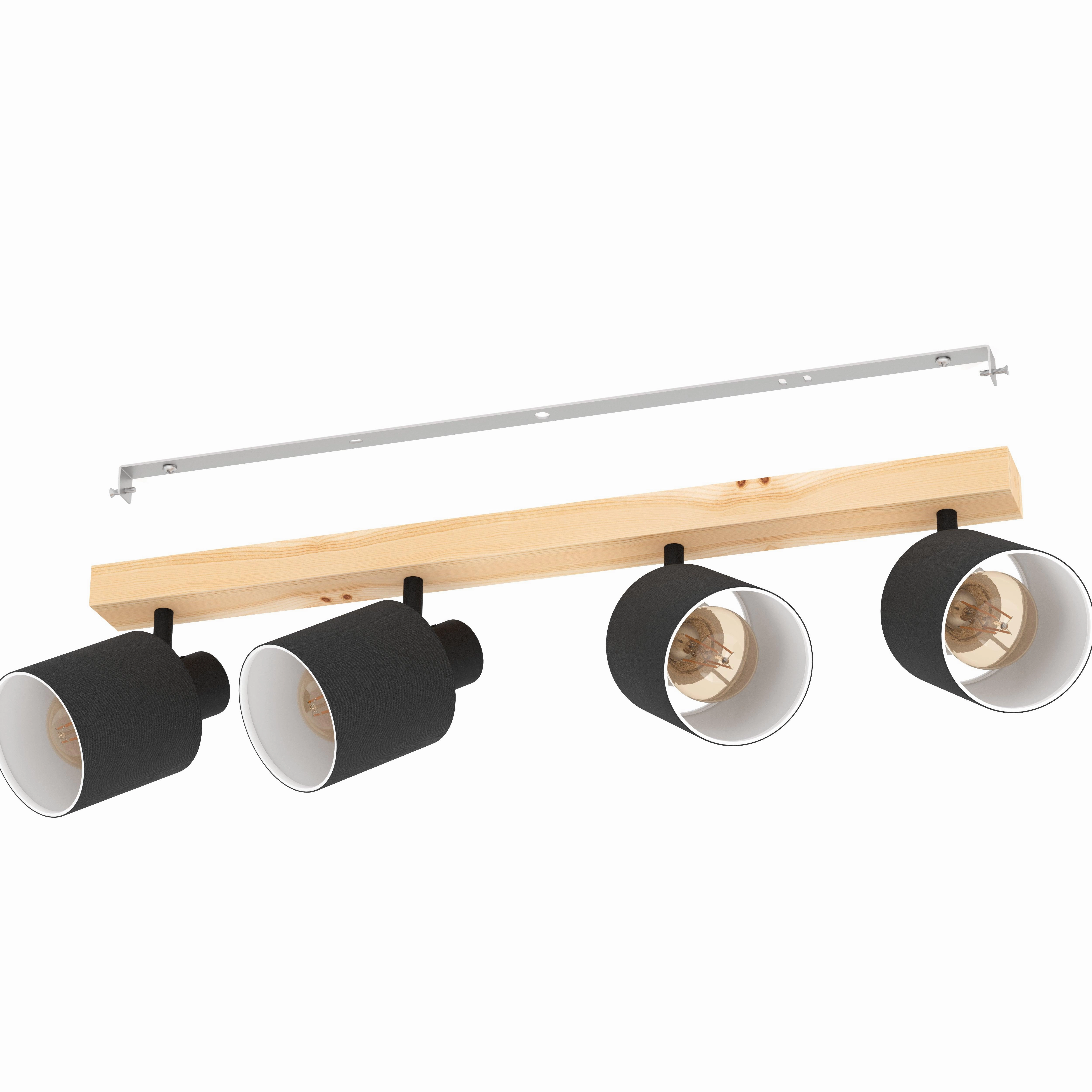 Eglo Batallas Wood & Black 4 Light Bar Spotlight