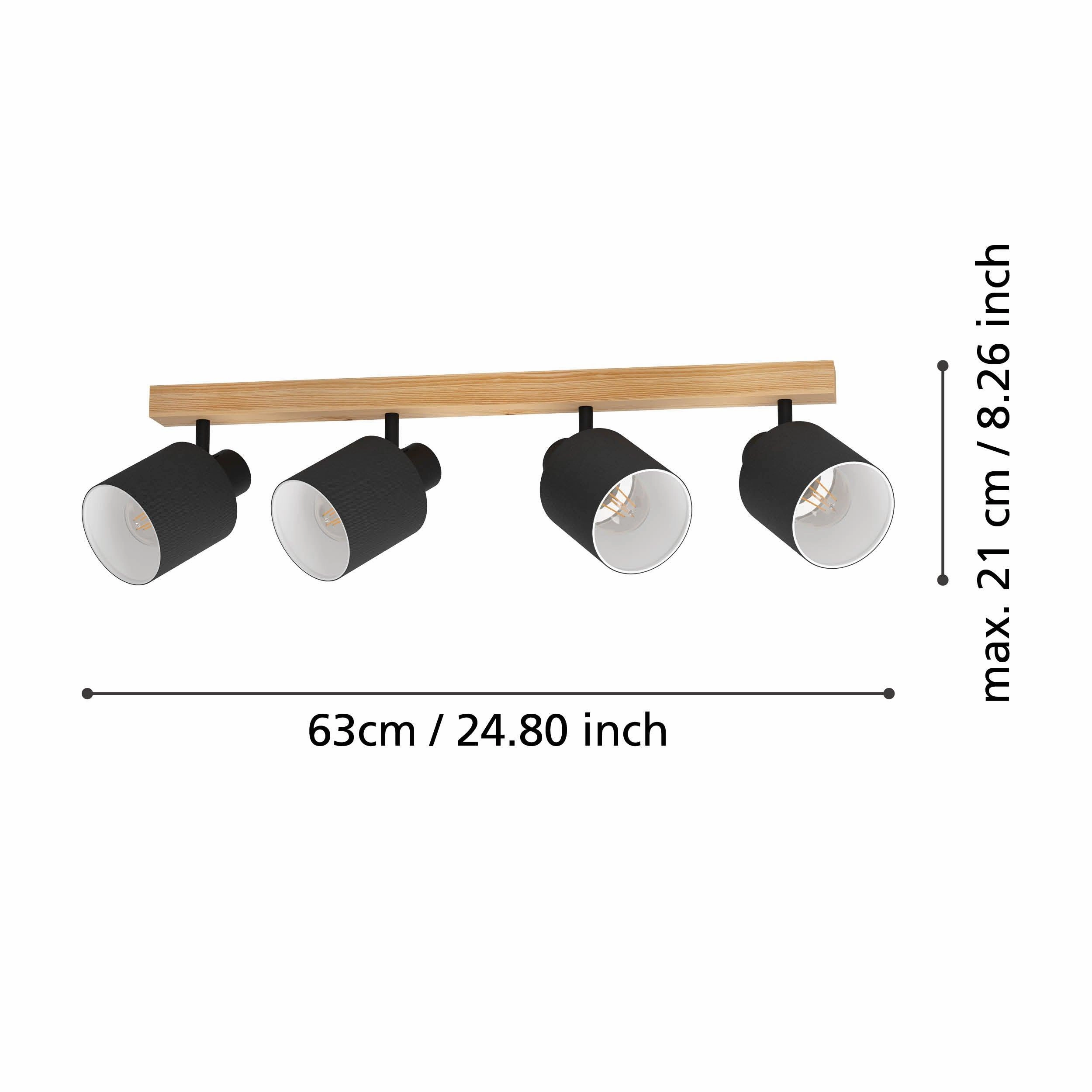 Eglo Batallas Wood & Black 4 Light Bar Spotlight