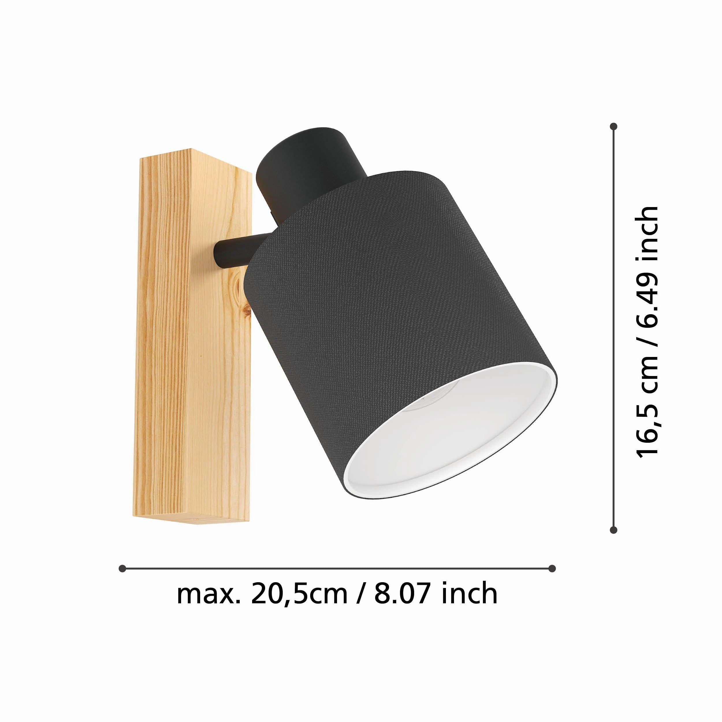 Eglo Batallas Wood & Black Wall Spotlight