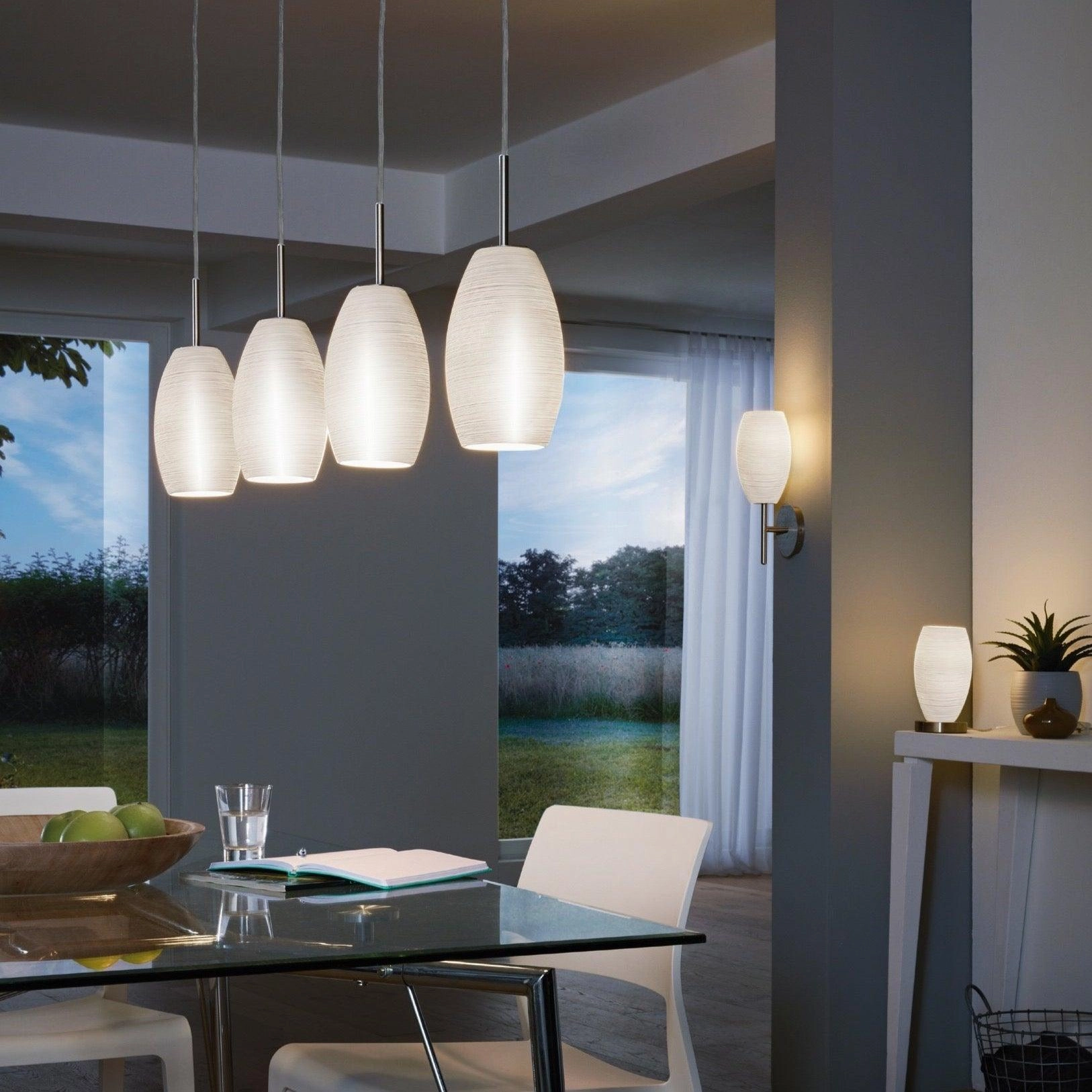 Eglo Batista 3 Nickel & Wiped Glass Table Lamp
