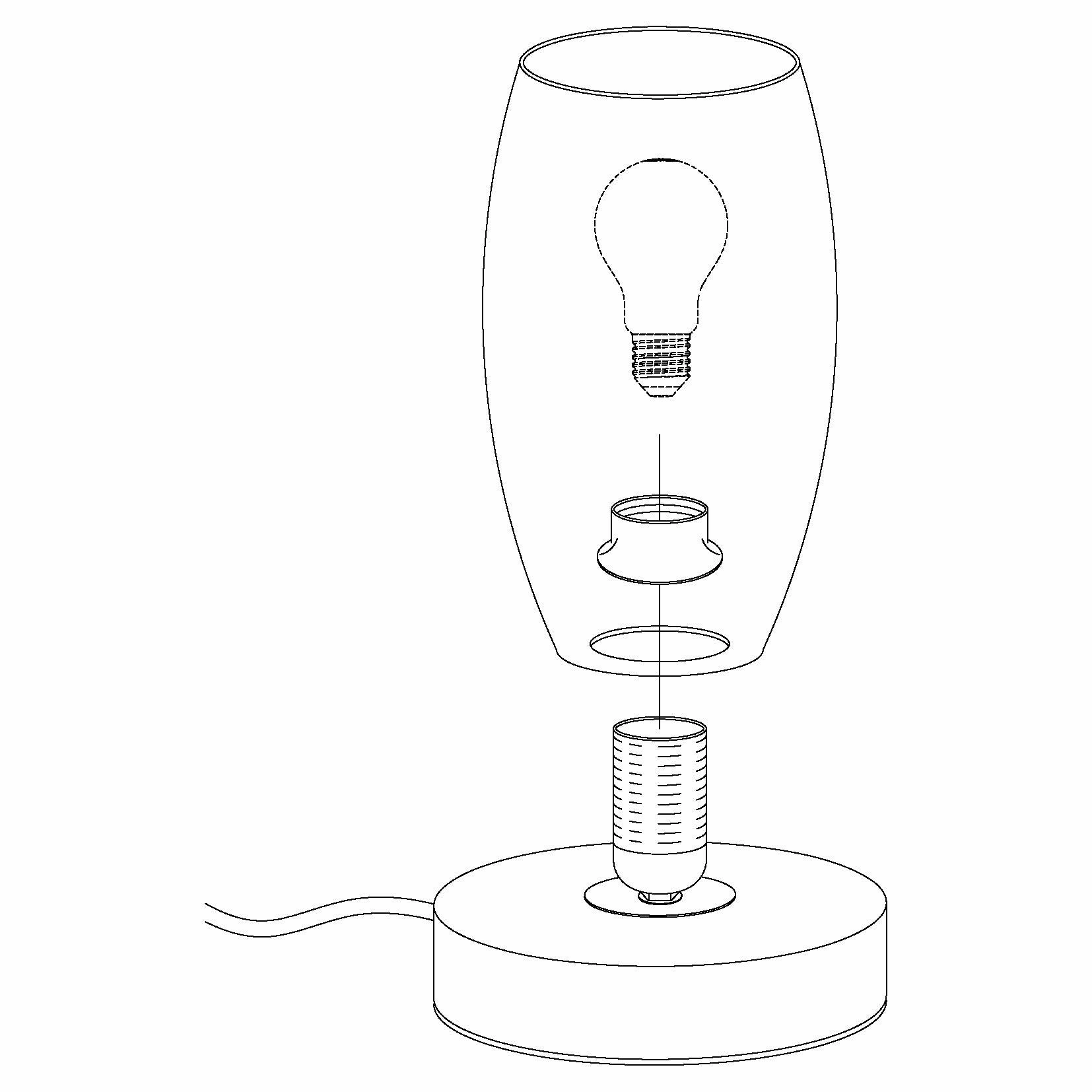 Eglo Batista 3 Nickel & Wiped Glass Table Lamp