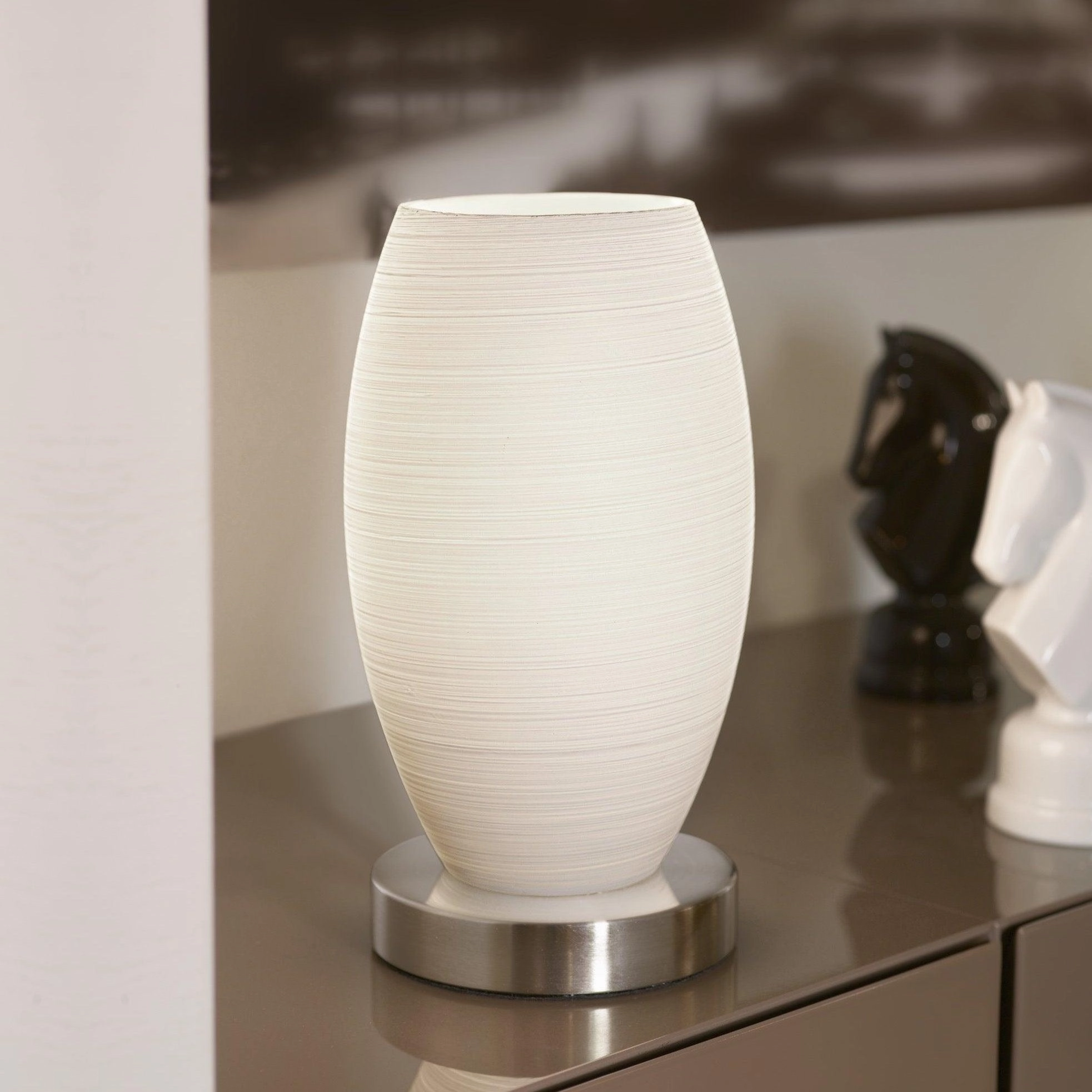 Eglo Batista 3 Nickel & Wiped Glass Table Lamp energy-saving LED light