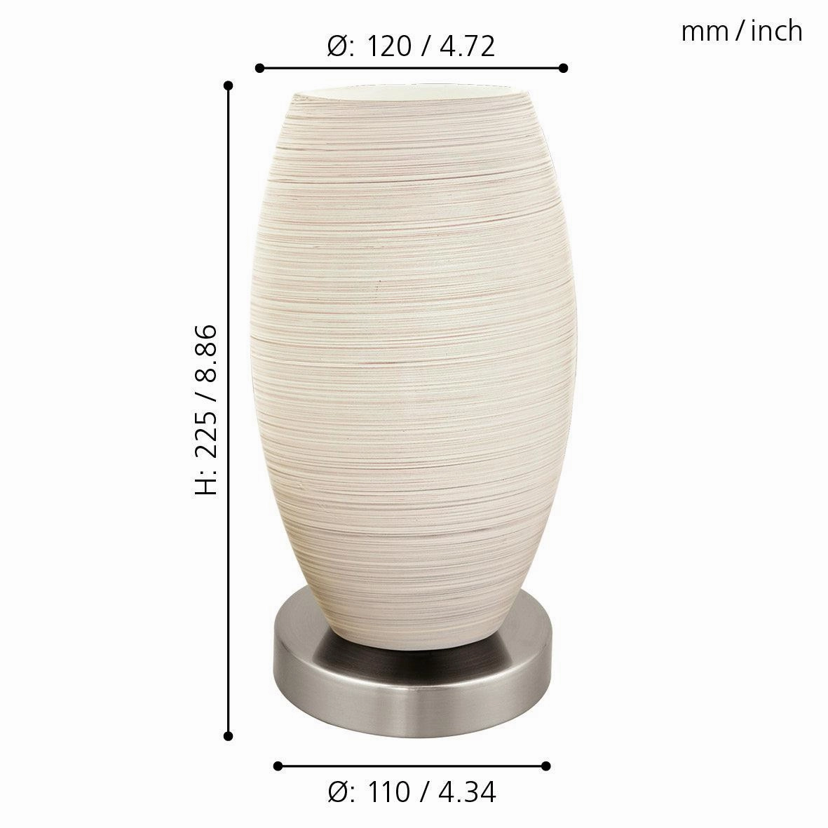 Eglo Batista 3 Nickel & Wiped Glass Table Lamp
