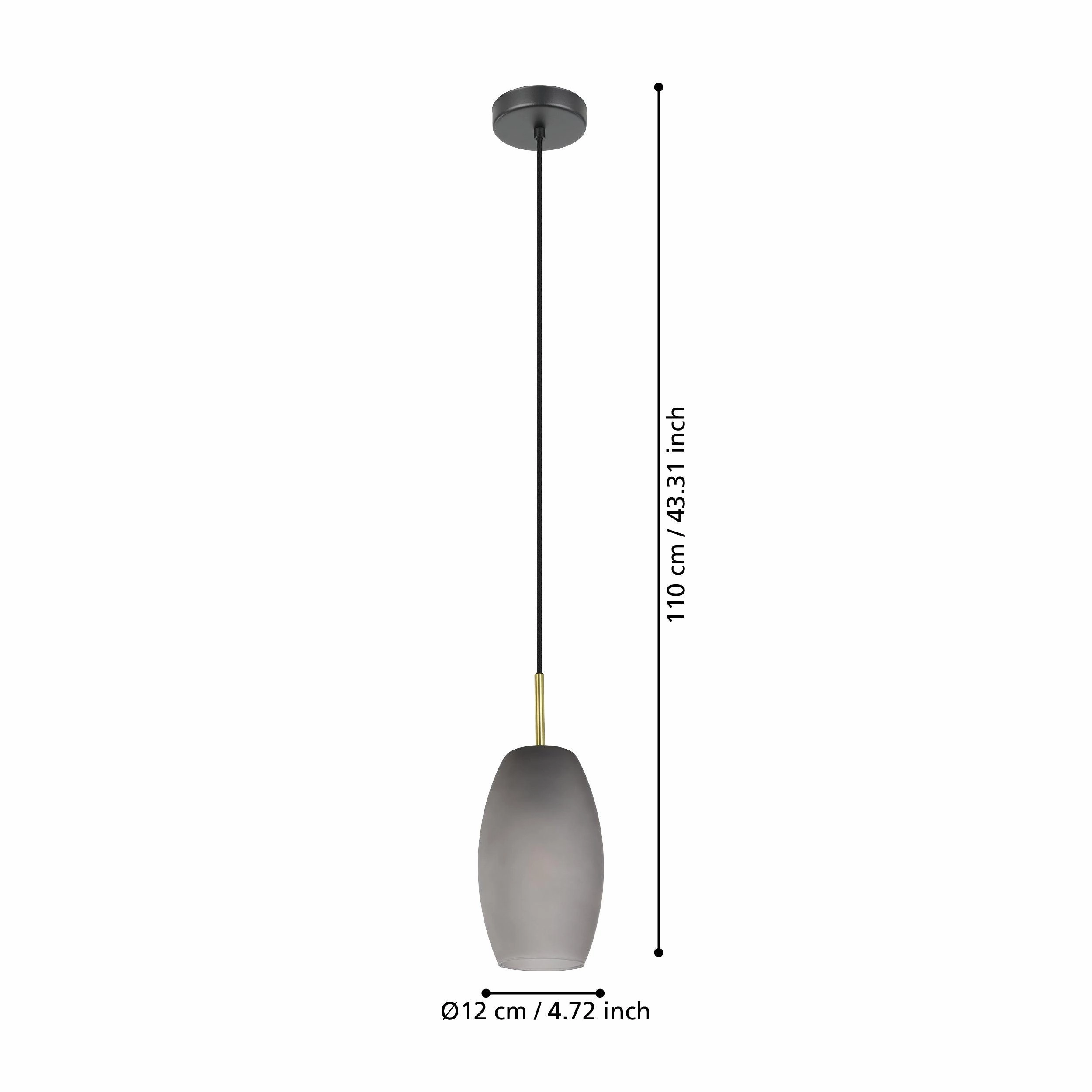 Eglo Batista Grey Satin Glass & Brass Pendant
