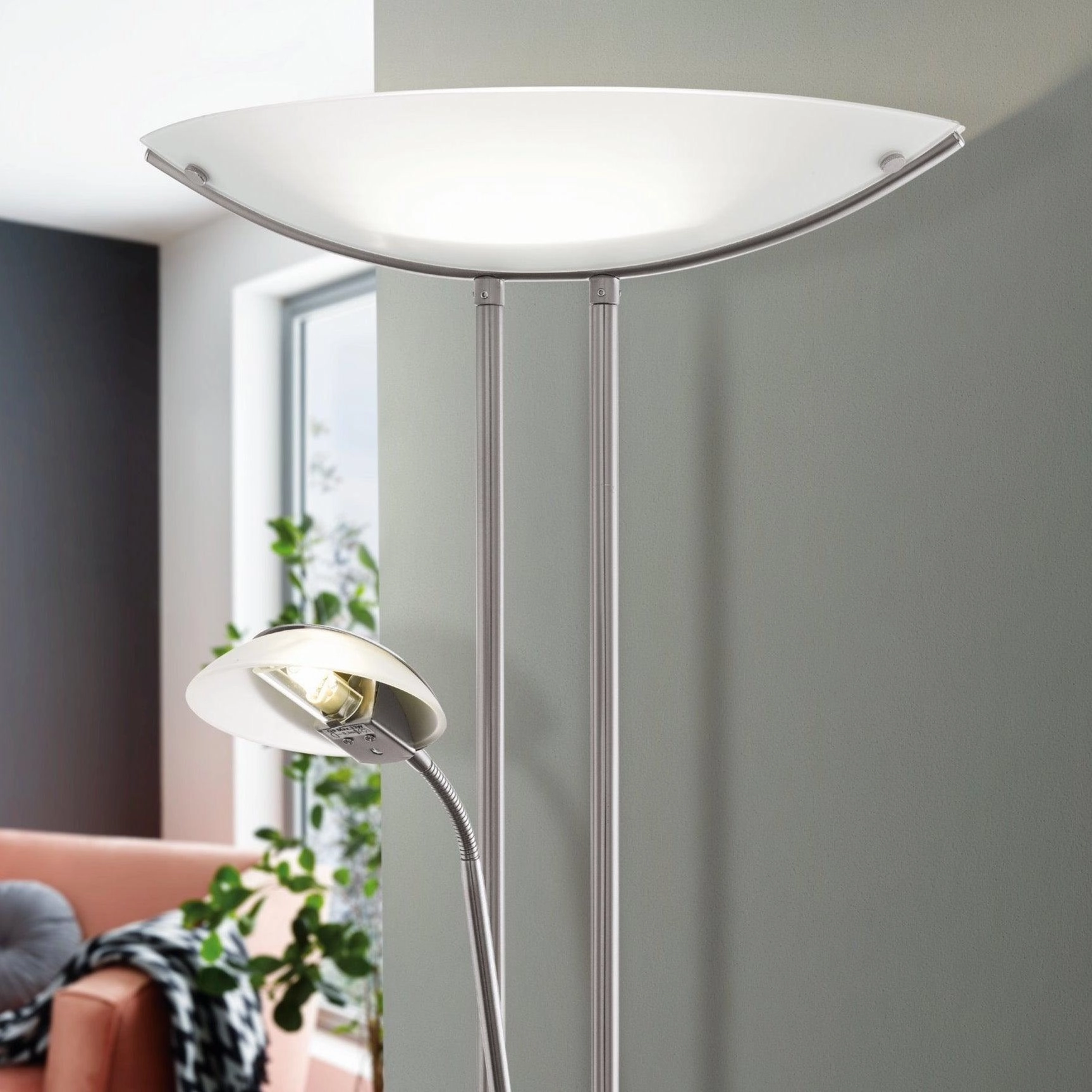 Eglo Baya Nickel Mother & Child Floor Lamp