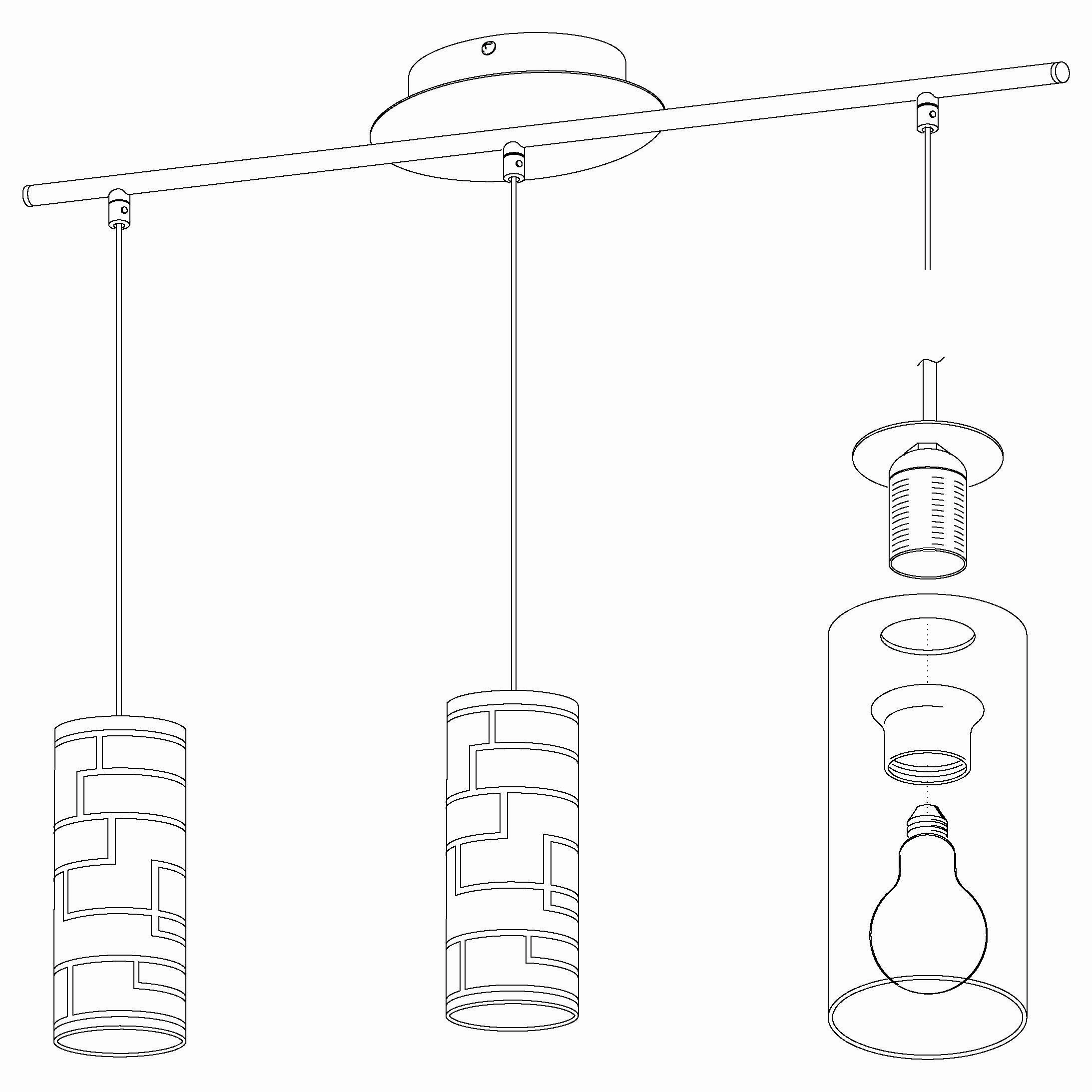 Eglo Bayman 3 Light Bar Pendant - Chrome Plates White Glass Shades