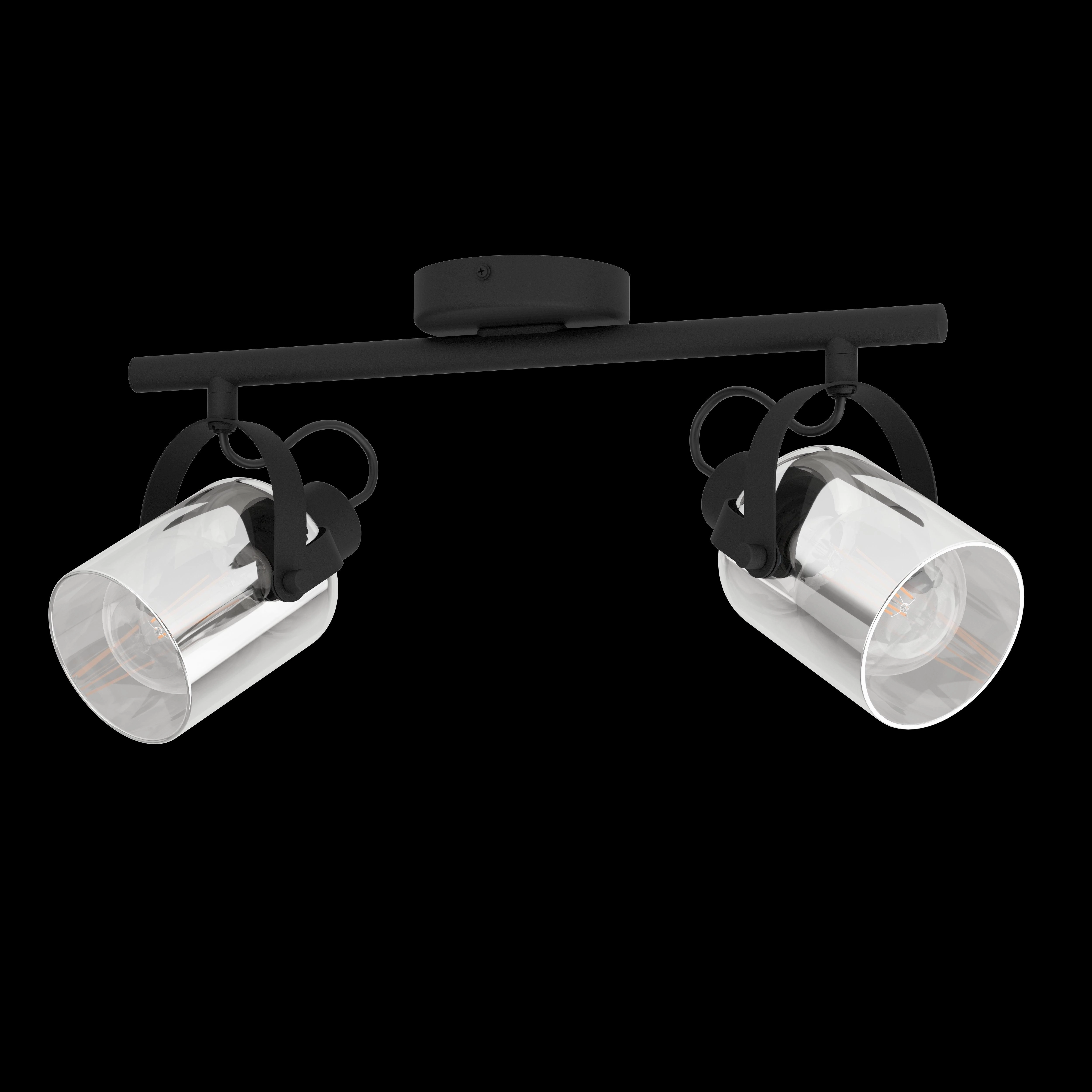 Eglo Berregas Vaporised Glass & Black 2 Light Bar Spotlight