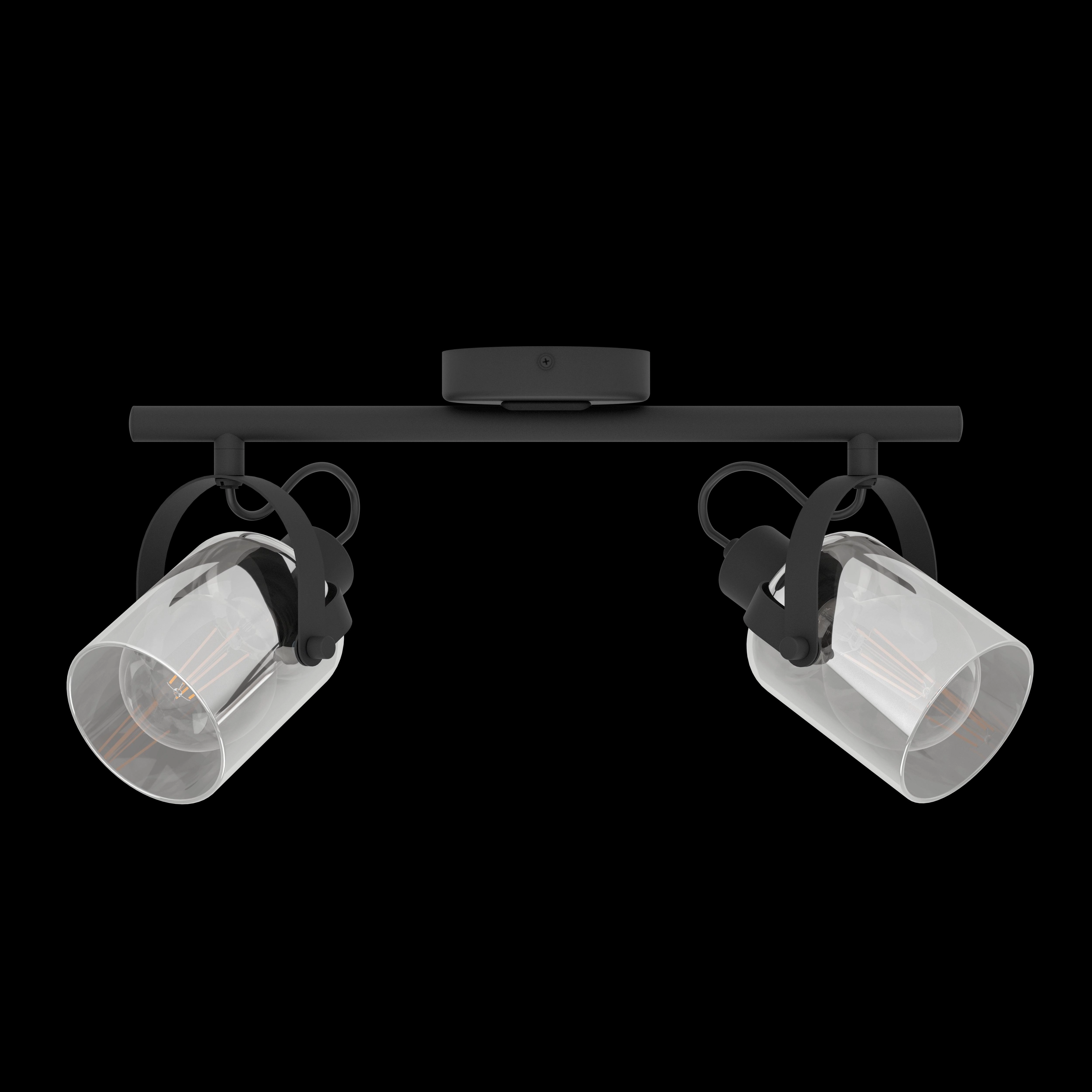 Eglo Berregas Vaporised Glass & Black 2 Light Bar Spotlight