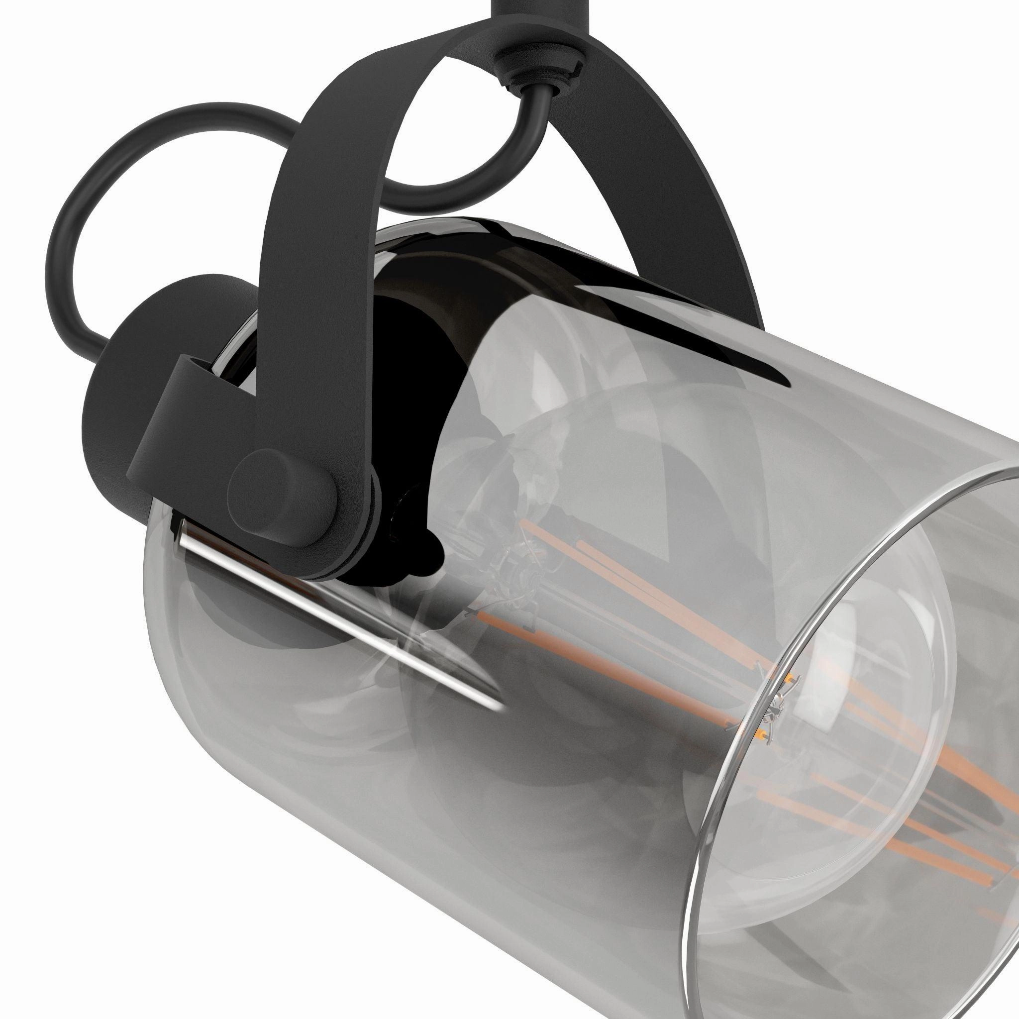 Eglo Berregas Vaporised Glass & Black 3 Light Bar Spotlight