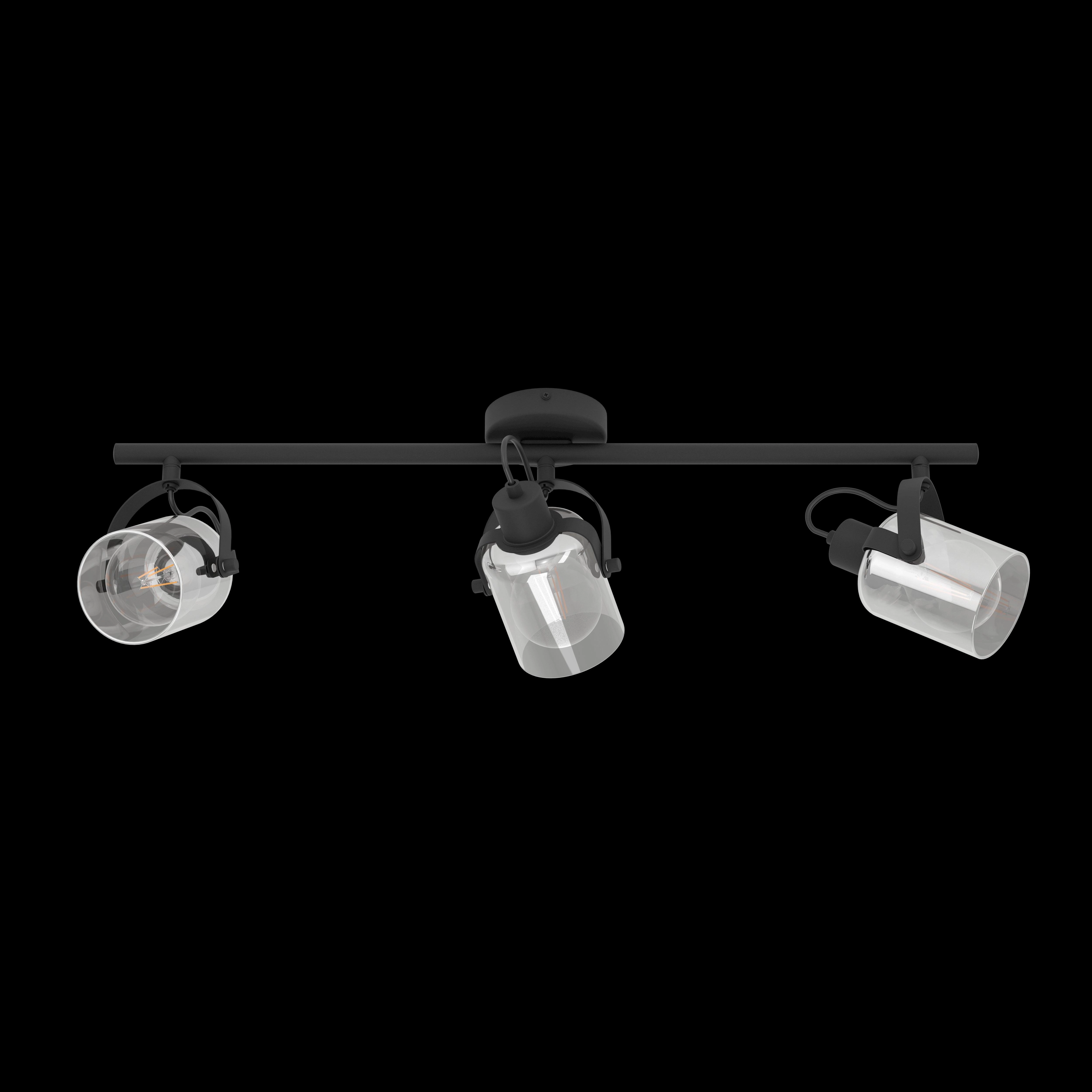 Eglo Berregas Vaporised Glass & Black 3 Light Bar Spotlight