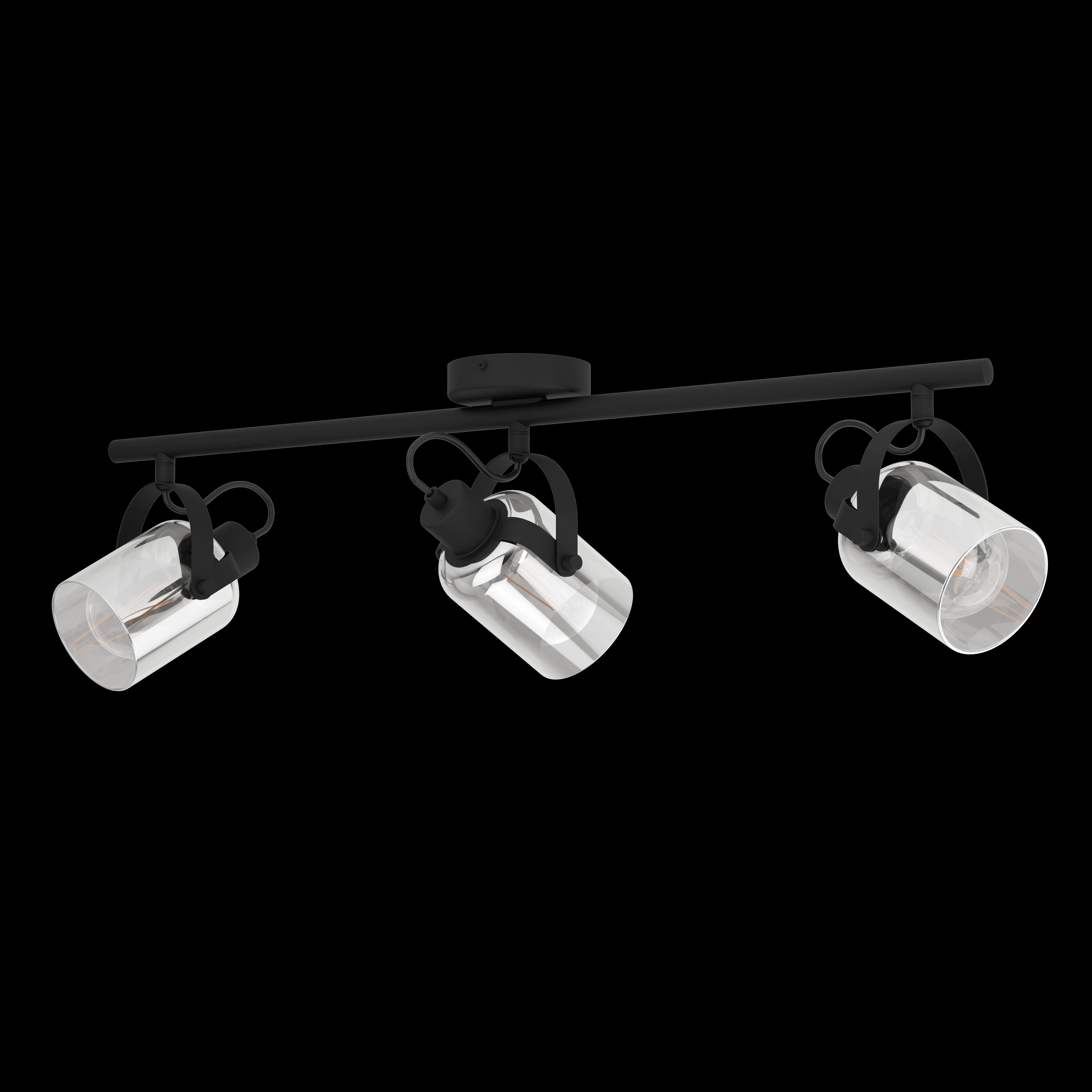 Eglo Berregas Vaporised Glass & Black 3 Light Bar Spotlight
