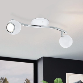 Eglo Bimeda 2 Light White & Chrome Spotlight tall arc lamp for living room