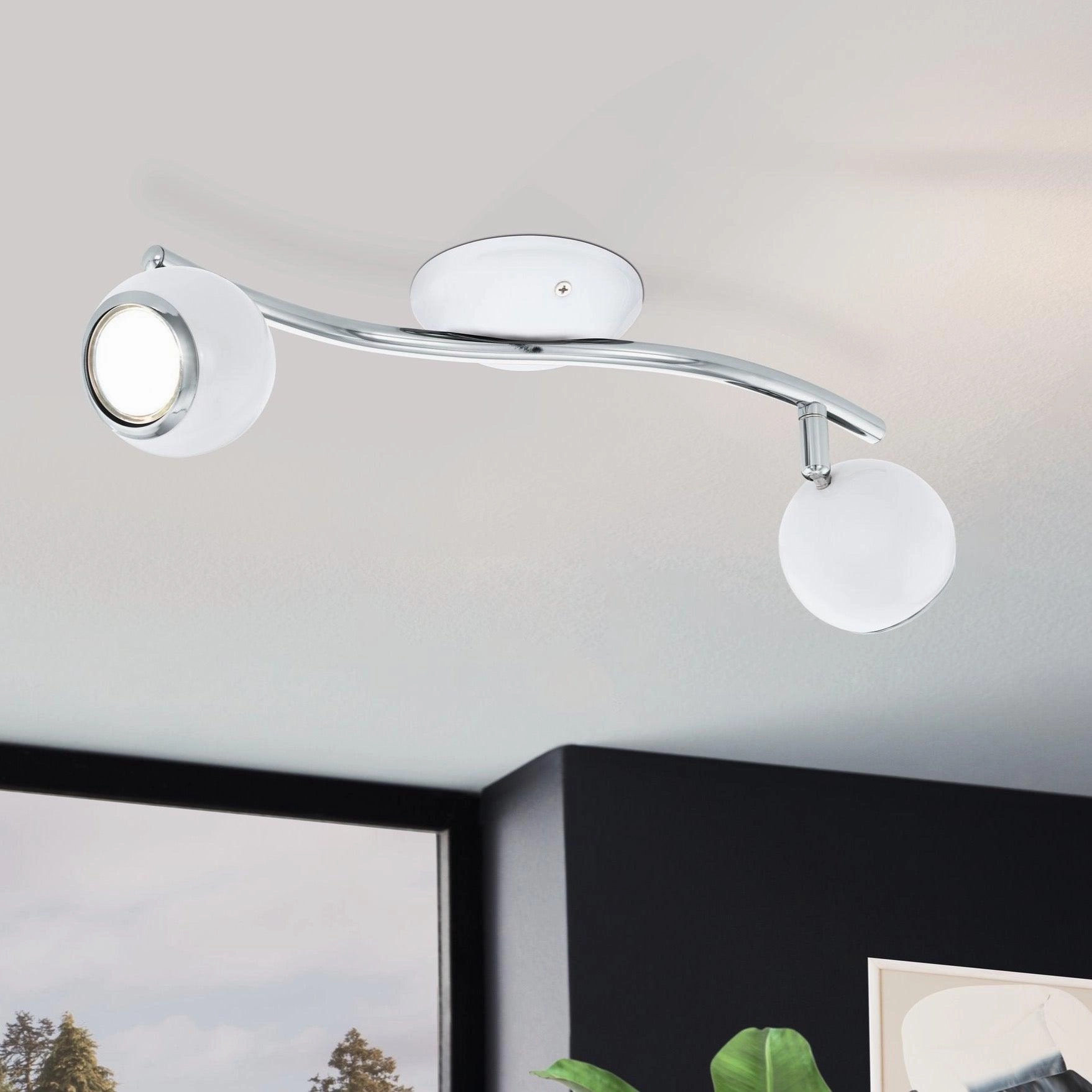 Eglo Bimeda 2 Light White & Chrome Spotlight tall arc lamp for living room