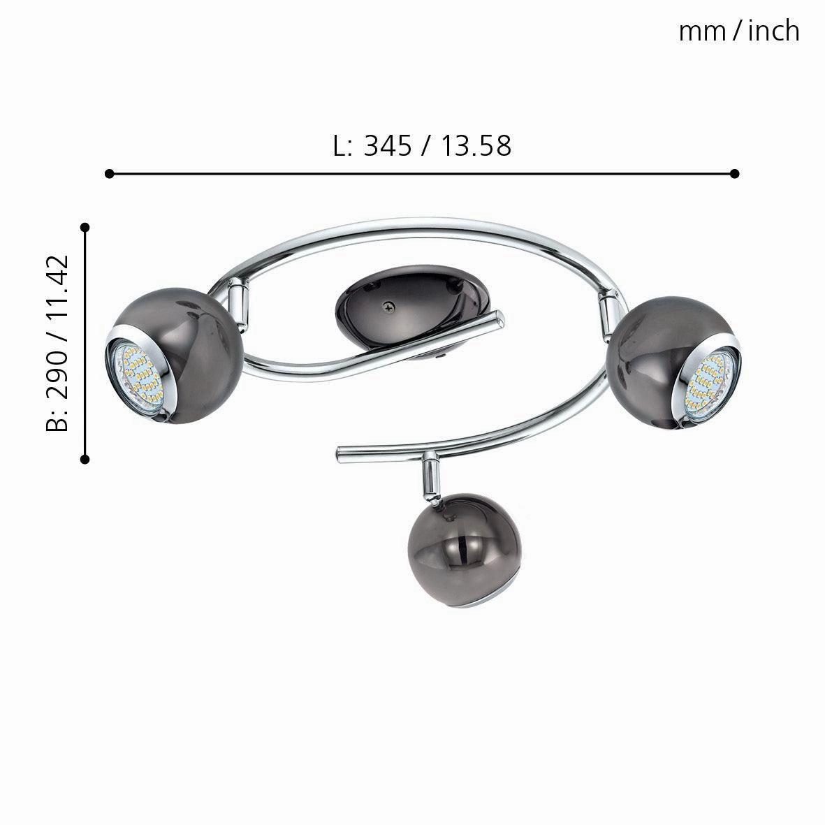 Eglo Bimeda 3 Light Black Nickel & Chrome Spotlight